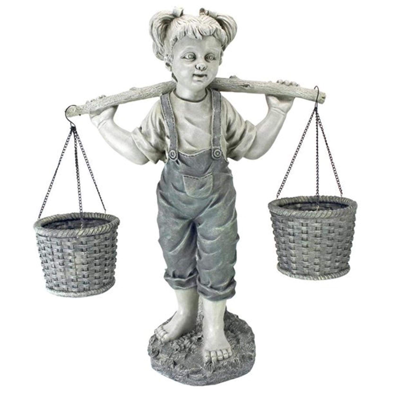 Two-Tone Stone Garden Statue - Felicity Little Girl Sculpture for Outdoor Yard Decor, Garden Figurines & Landscape Art | Perfect for Flower Beds, Patios & Backyard Displays