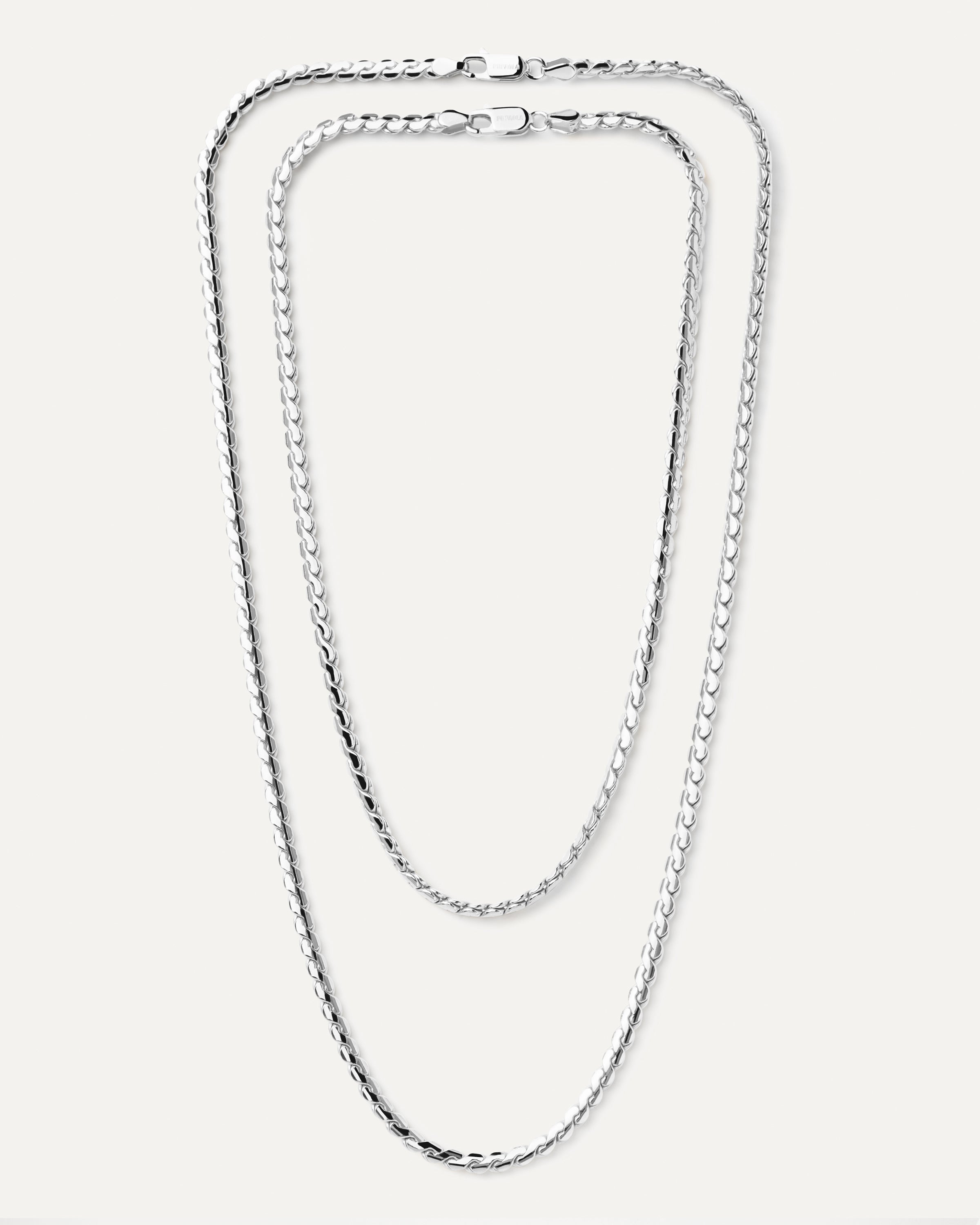 Stylish Large Serpentine Silver Chain Necklace for Women - Elegant Layering Piece for Everyday Wear, Date Nights & Special Occasions