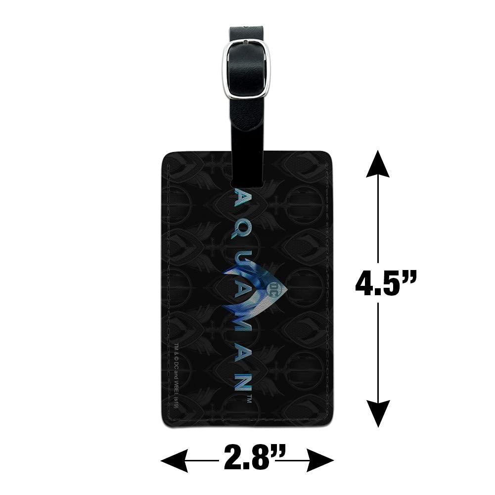 Aquaman Movie Logo Rectangle Leather Luggage Tag - Durable Carry-On ID Tag for Suitcases, Backpacks & Travel Bags | Perfect for Superhero Fans & Travel Enthusiasts