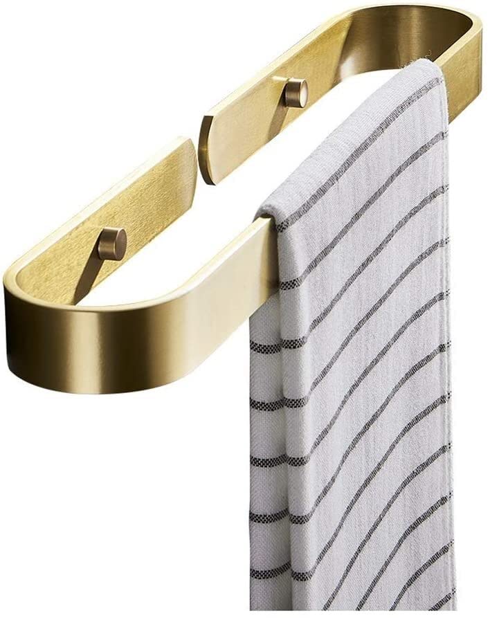 Aluminum Wall Mounted Towel Rack - 50cm Gold Bathroom & Kitchen Towel Holder for Space Saving Storage - Perfect for Hanging Towels, Robes, and Organizing Small Spaces
