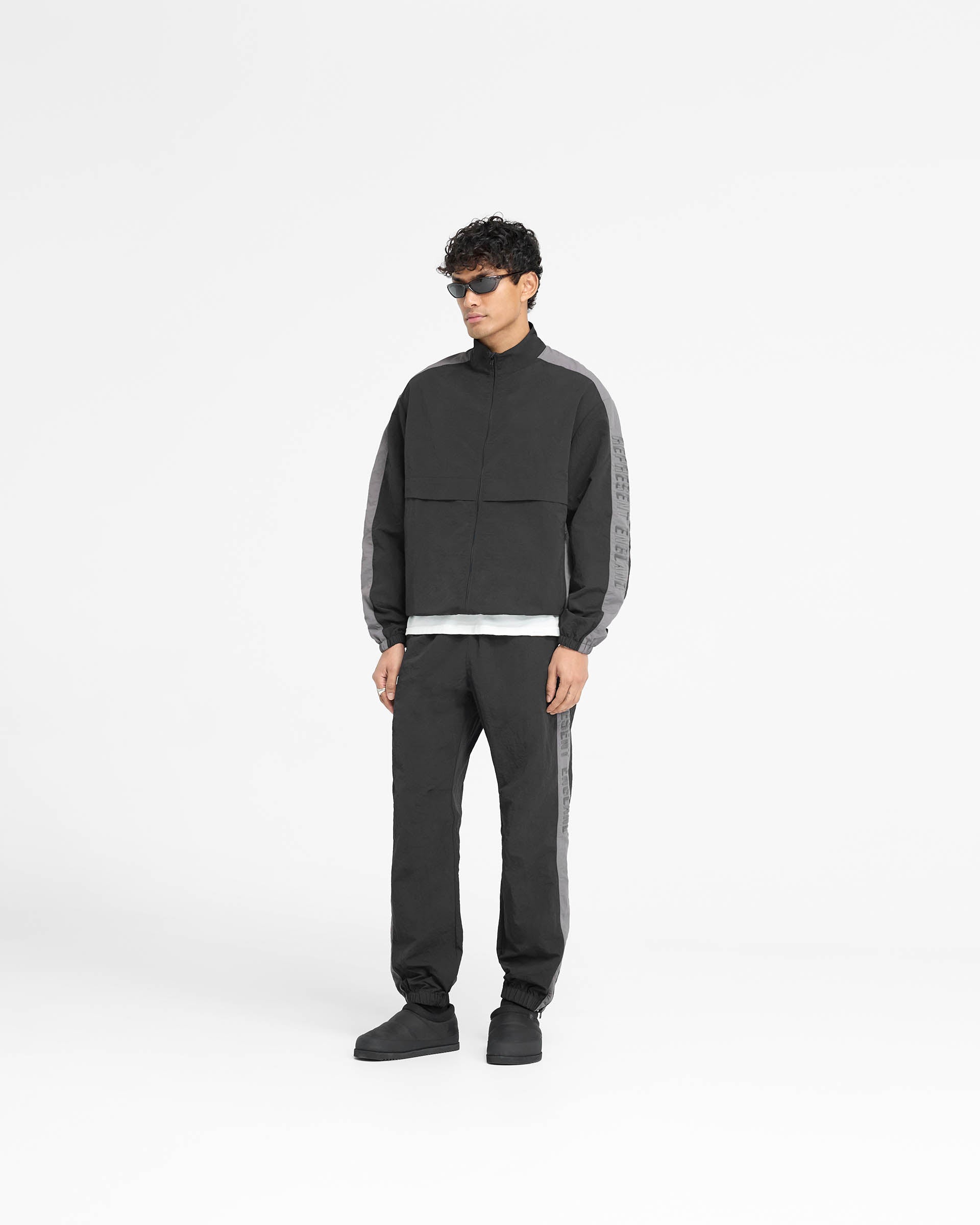 Men's Lightweight Nylon Track Jacket - Black | Breathable Running Jacket for Outdoor Sports & Casual Wear