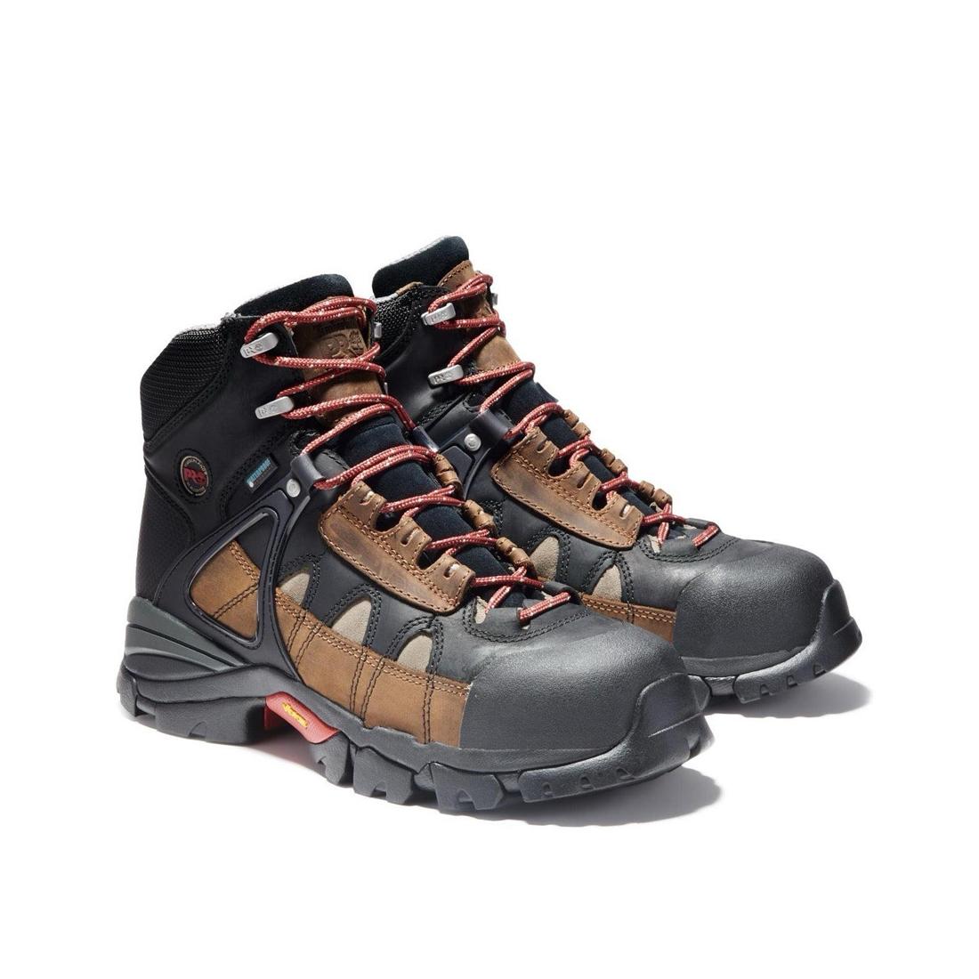 Hyperion 6 Inch Alloy Toe Waterproof Work Boots for Men - Brown Safety Shoes for Construction, Warehouse & Outdoor Work - Slip Resistant & Comfortable Work Footwear