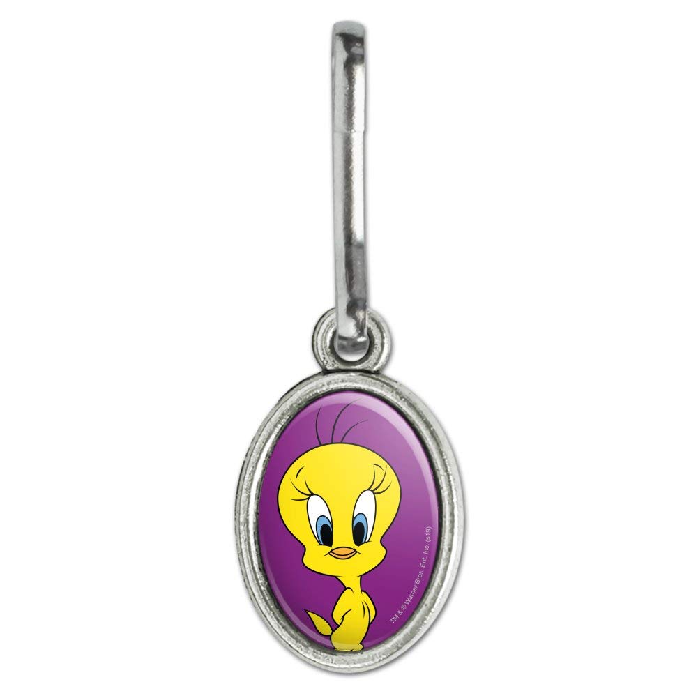 Vintage Looney Tunes Tweety Bird Oval Charm - Zipper Pull Accessory for Purse, Suitcase, Backpack & Clothing | Cute Cartoon Character Decoration for Bags & Travel Gear