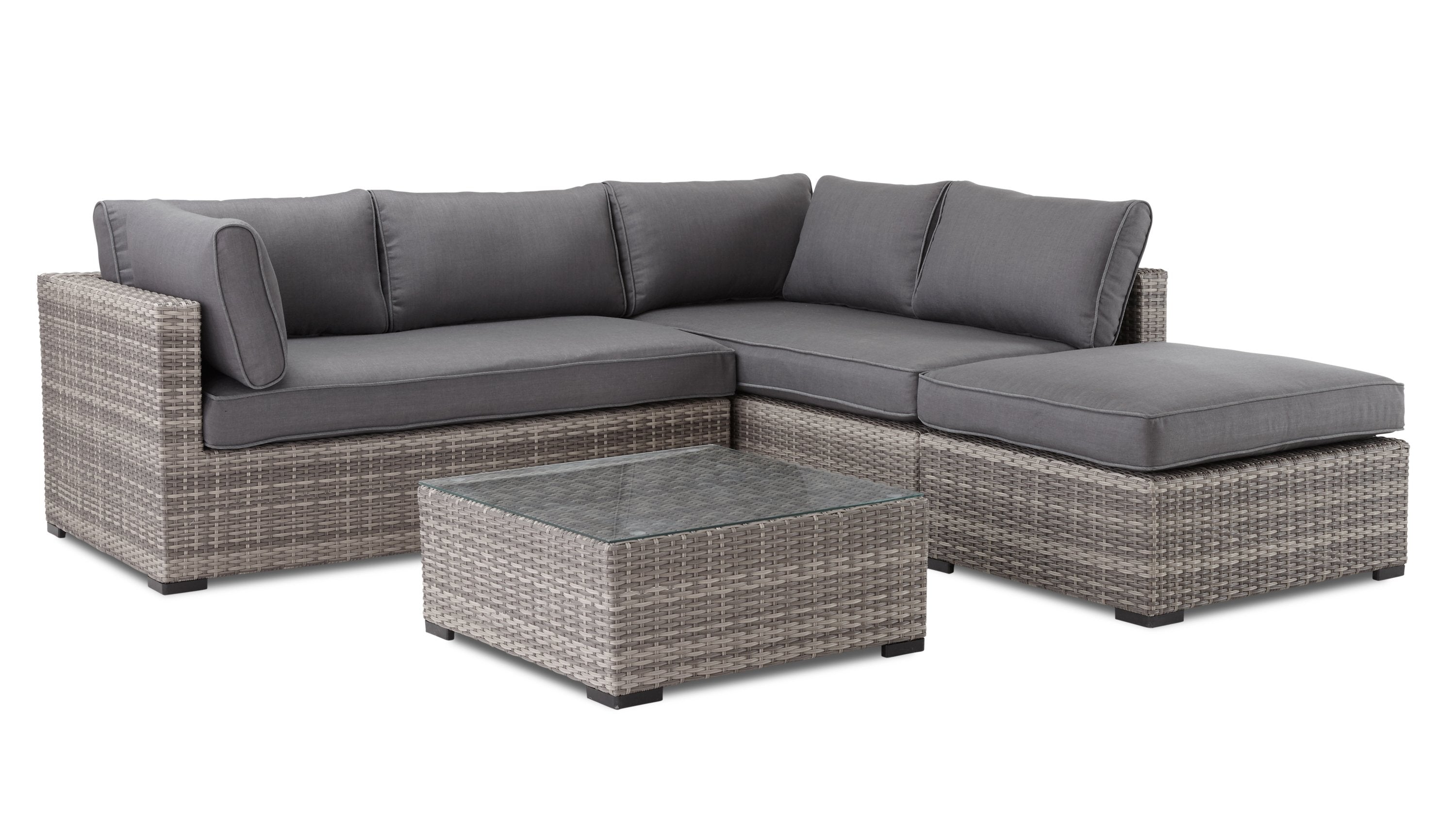 Caribe 2-Piece Outdoor Sectional Sofa Set with Ottoman - Weather-Resistant Grey Patio Furniture for Backyard, Poolside & Garden Relaxation