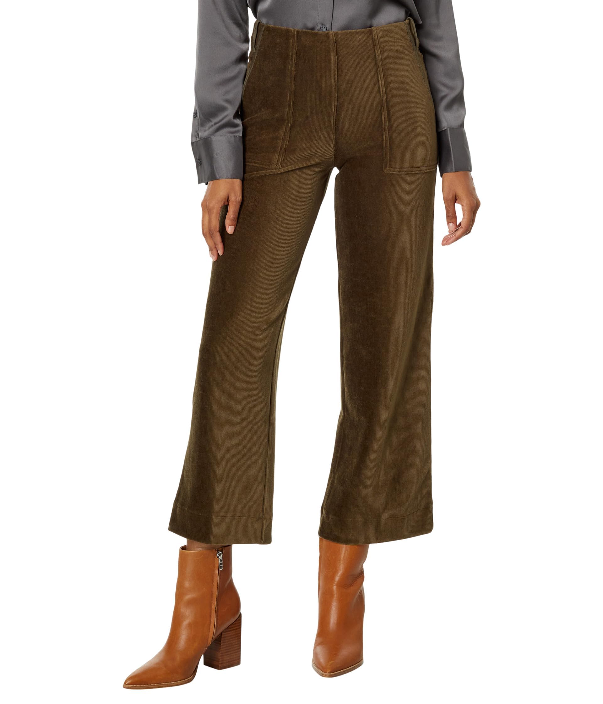Lysse Kristina Stretch Baby Cord Crop Wide Leg Pants - Comfortable High-Waisted Casual Pants for Women, Perfect for Yoga, Lounge, and Everyday Wear