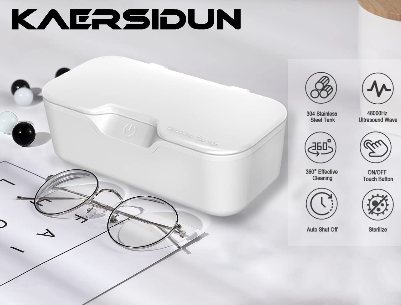 Ultrasonic Jewelry Cleaner 550ml with Stainless Steel Tank - 48KHz 25W Portable Ultrasonic Cleaner for Rings, Eyeglasses, Watches, Dentures, Makeup Brushes & Razors | Perfect for Home, Travel & Professional Use