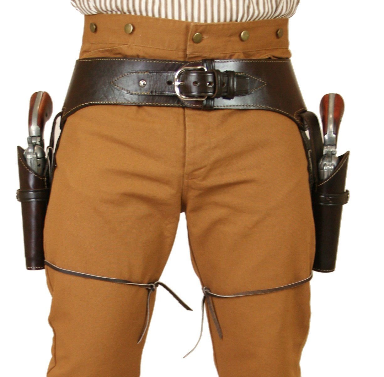 Historical Emporium .22 Cal Standard Double Western Gun Belt & Holster Set - Plain Leather for Cowboy Action Shooting & Reenactments