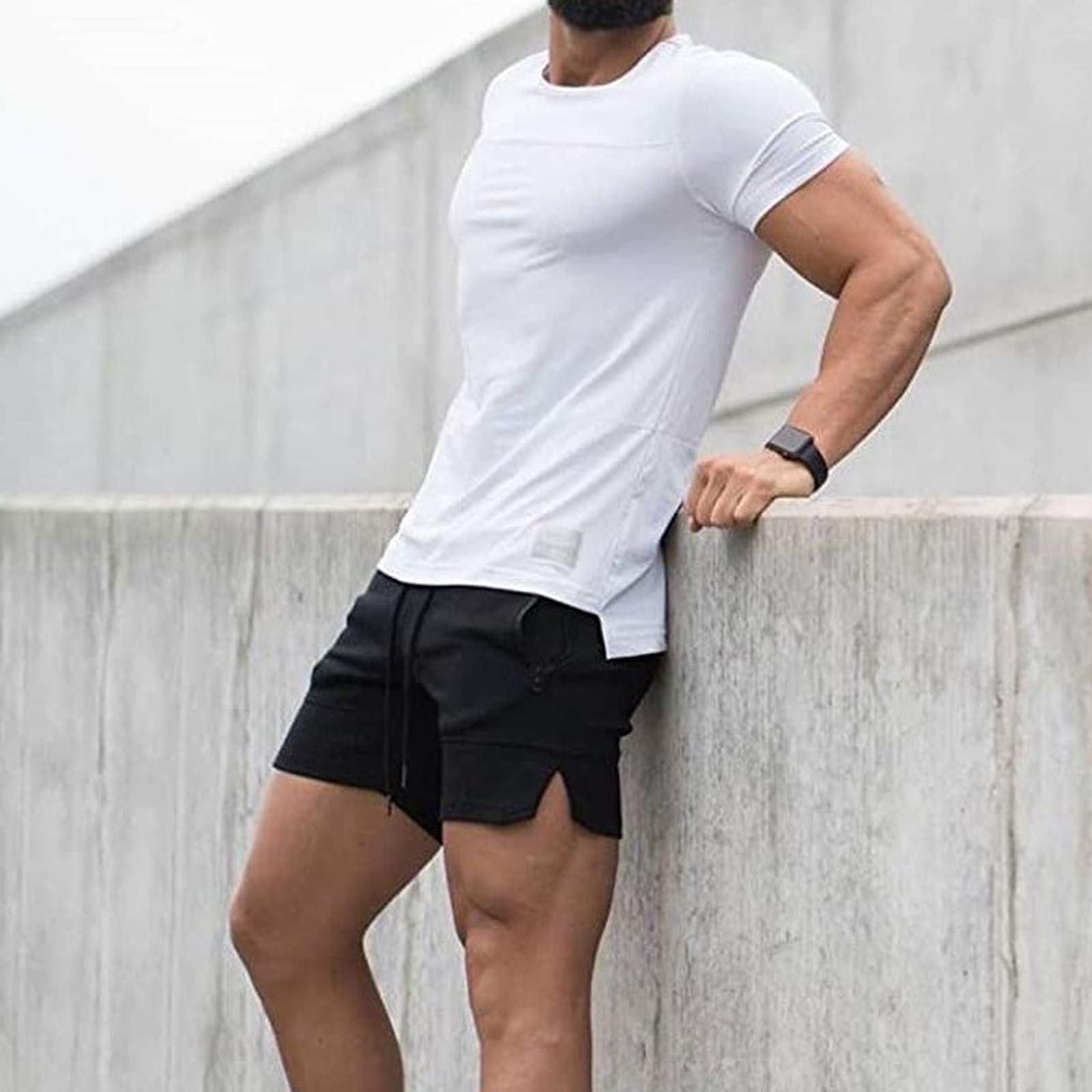 **Men's Workout Shorts with Zip Pocket - Athletic Running Jogging Fitness Training Pants for Summer - Black - Perfect for Gym, Outdoor Sports & Casual Wear**