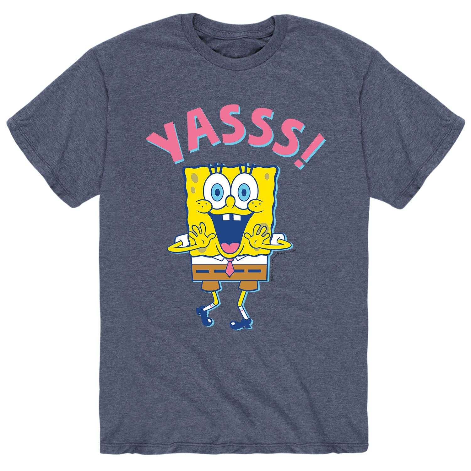 Spongebob Squarepants Yassss Graphic T-Shirt for Men - Funny Cartoon Short Sleeve Cotton Tee - Perfect for Casual Wear, Cosplay & Spongebob Fans