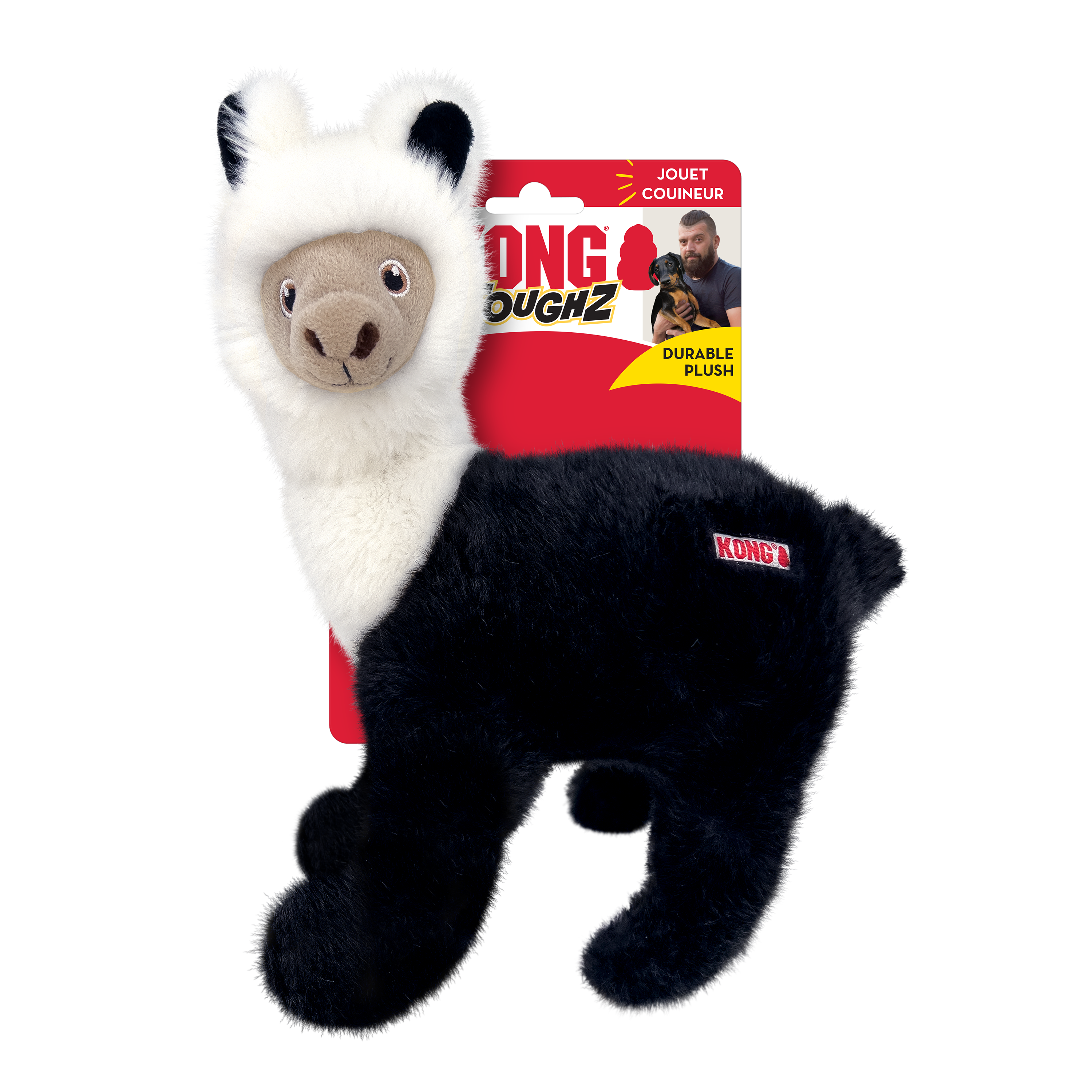 Durable Toughz Llama Plush Dog Toy with Double Rattle | KONG | Perfect for Chewing, Fetch & Interactive Playtime