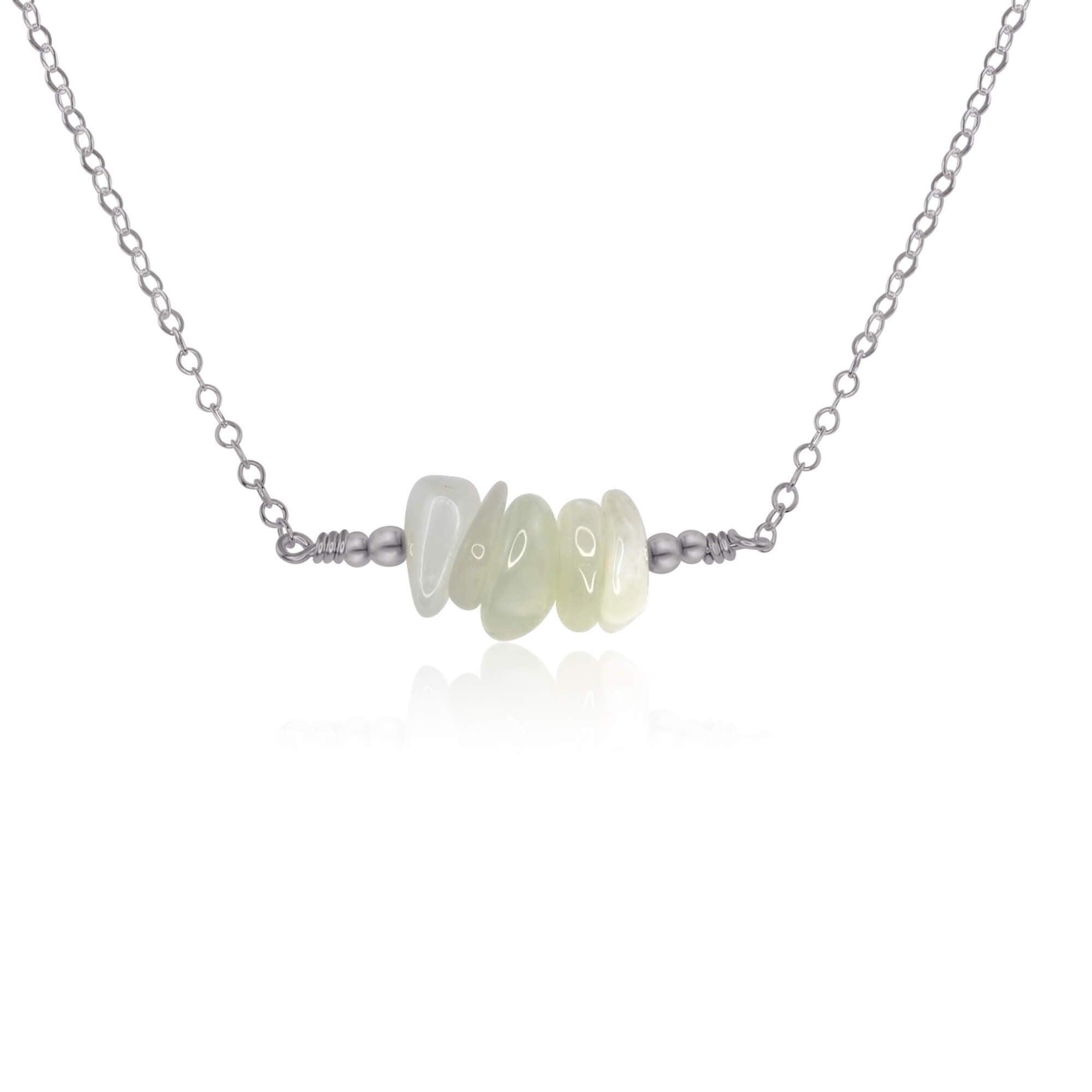 White Moonstone Chip Bead Bar Necklace - Elegant Boho Jewelry for Women | Perfect for Everyday Wear, Weddings & Special Occasions