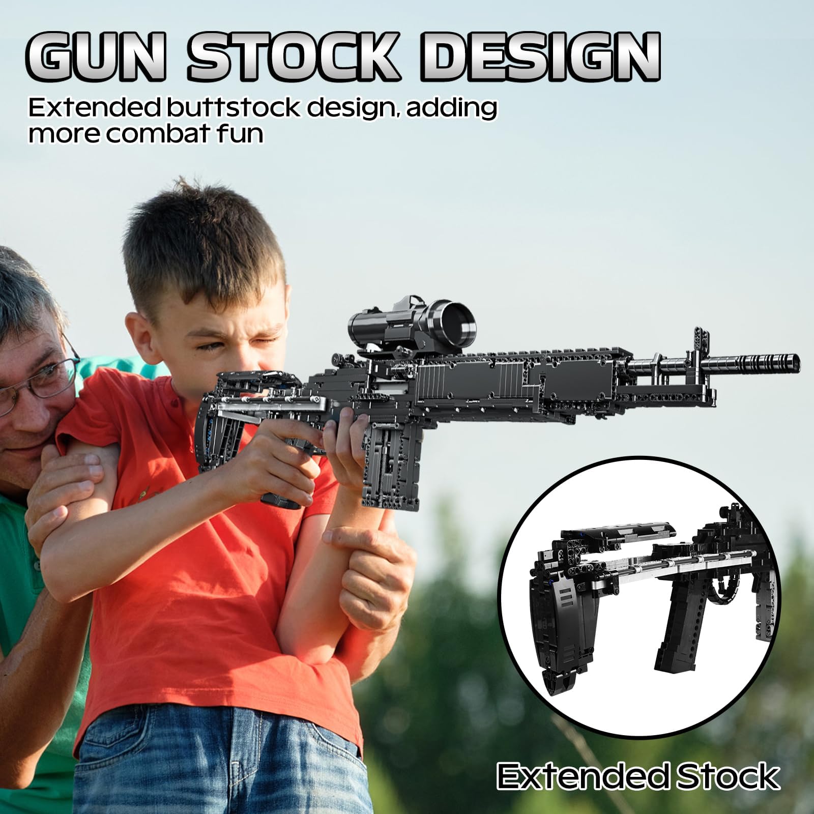 MK14 Building Bricks Gun Toy Set - 1606 PCS Realistic Sniper Rifle Model Kit with Shootable Function | Perfect Gift for Military Enthusiasts & Lego Lovers | Great for Role Play, Collecting, and Creative Building Activities
