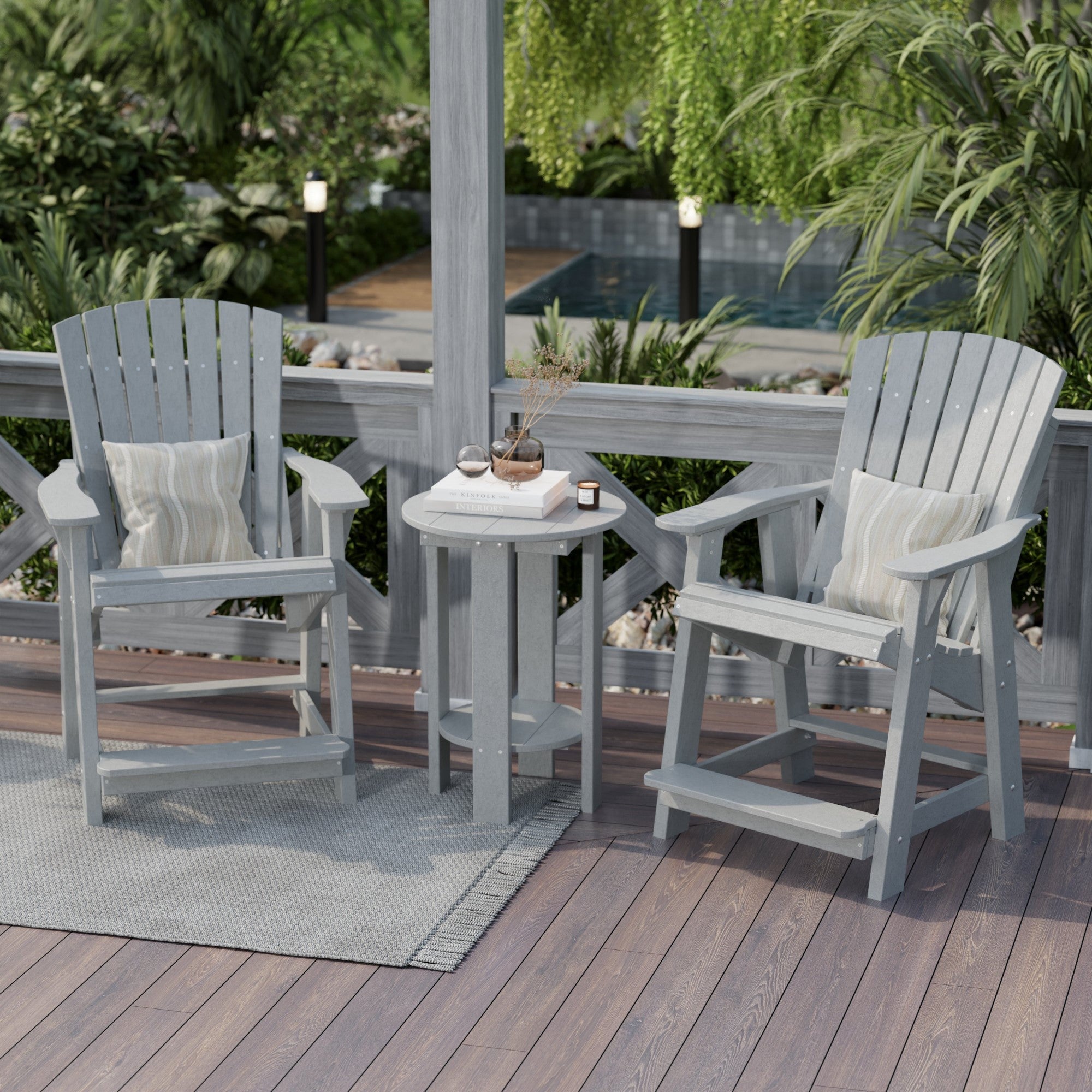 Premium Heritage High Adirondack Chair - Solid Wood Outdoor Patio Furniture for Garden, Deck, Poolside & Backyard Relaxation
