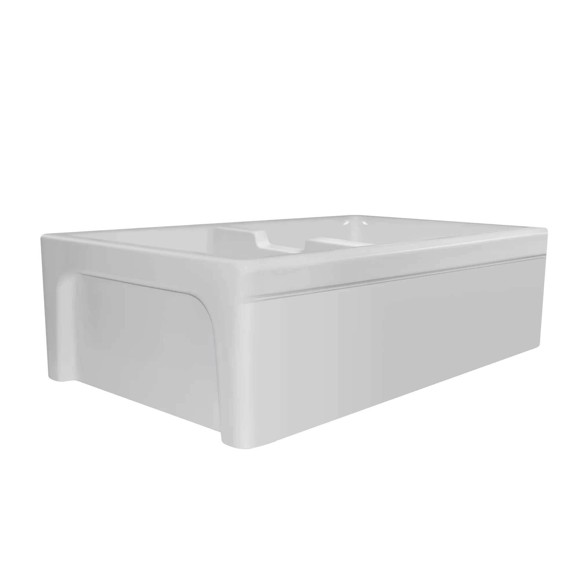Glencove Fireclay 42-Inch Large Double Bowl Reversible Farmhouse Kitchen Sink with Beveled Front Apron - Perfect for Modern Farmhouse, Rustic, and Traditional Kitchen Designs