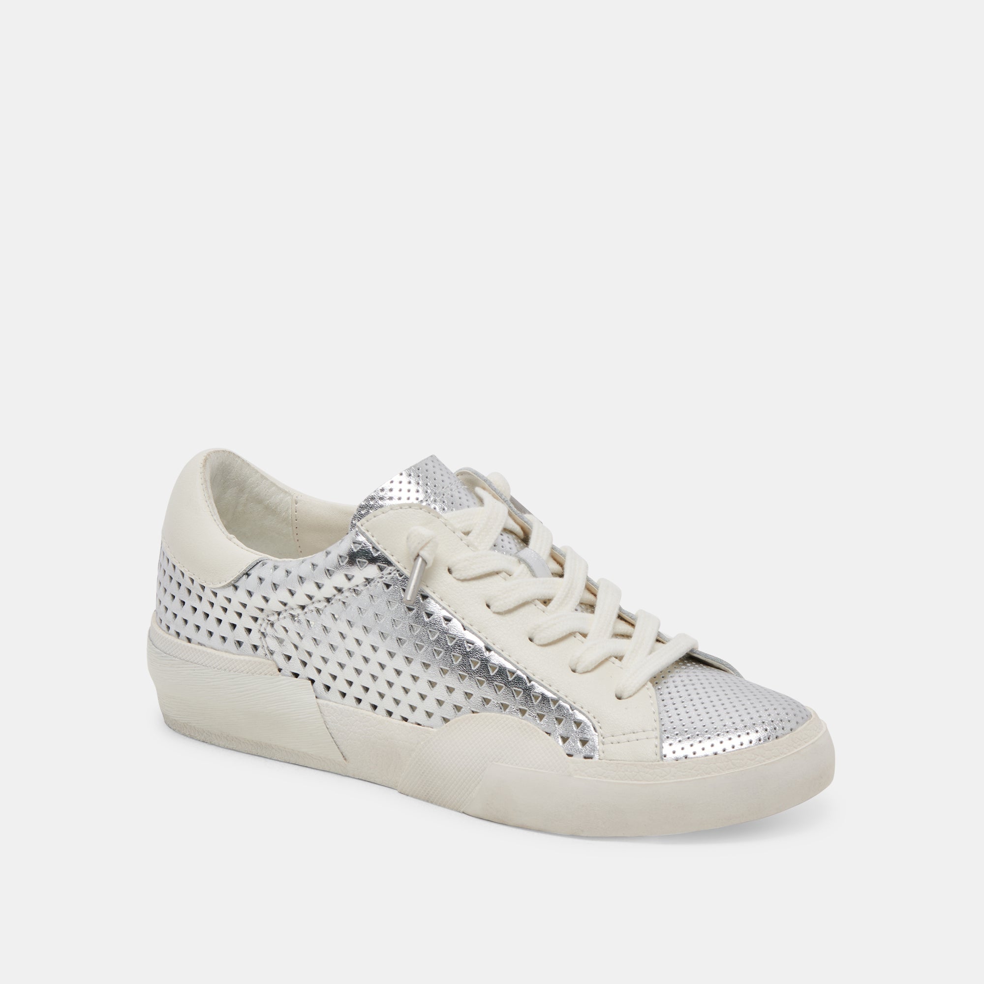 ZINA PERF 360 Sneakers - Silver Leather Women's Fashion Shoes for Running & Walking | Comfortable Lightweight Athletic Shoes for Gym, Workout & Daily Wear