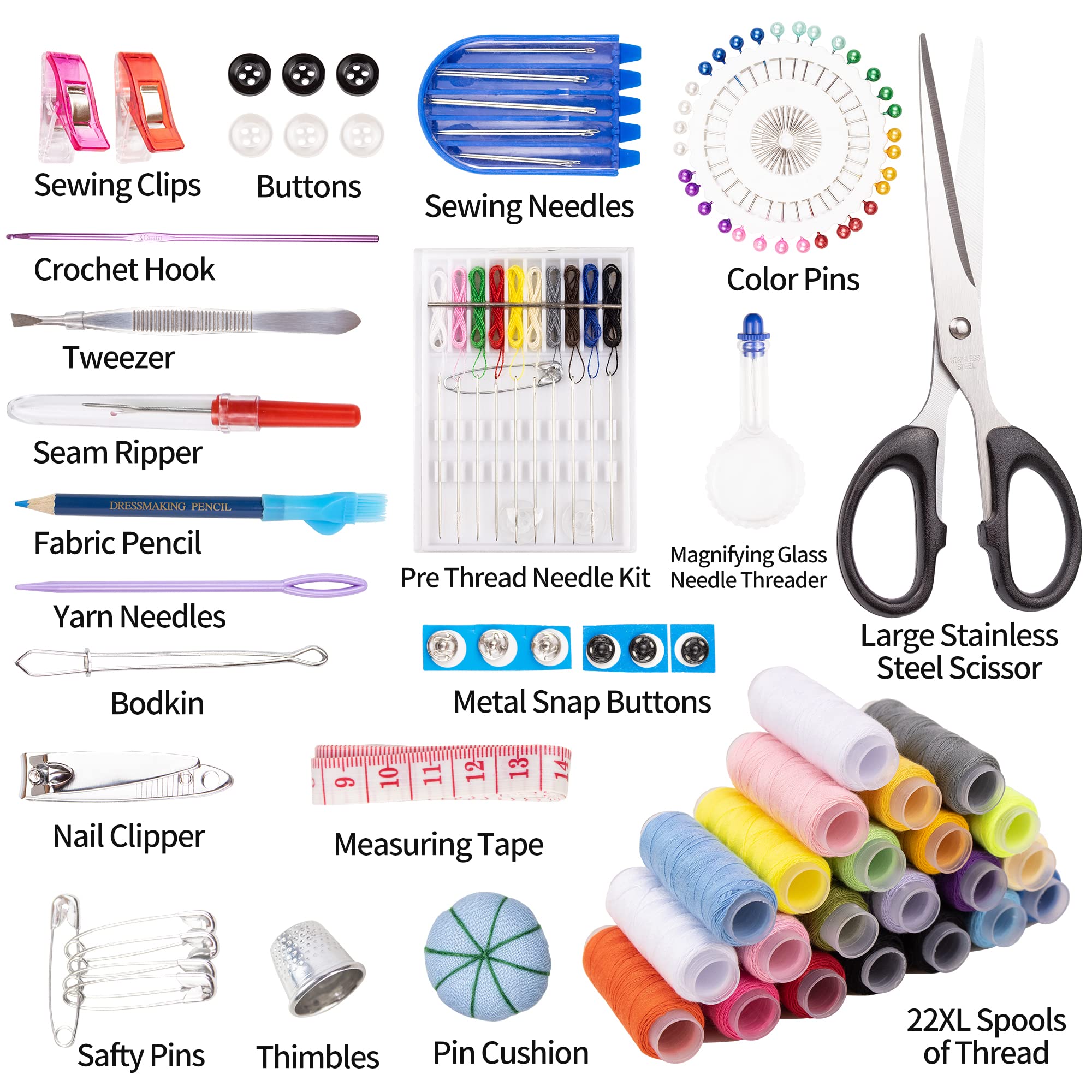 TALERLUV Complete Hand Sewing Kit for Beginners & Adults - Essential DIY Sewing Supplies with Needles, Threads & Tools for Travel, Emergency Repairs & Home Crafts | Perfect for Clothing Fixes, Button Replacement & Small Projects