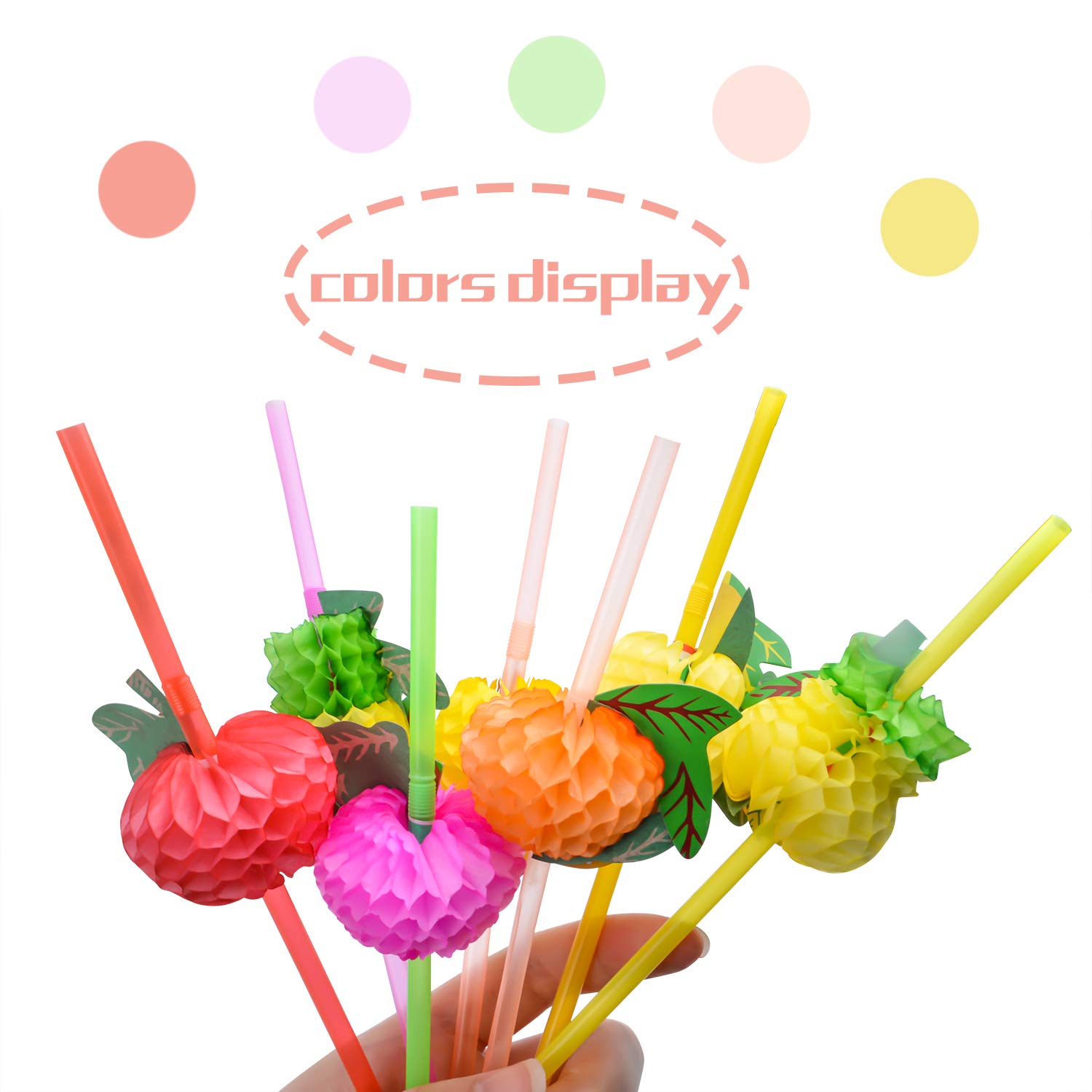 BronaGrand 50pcs Colorful Plastic Honeycomb Straws - Eco-Friendly Disposable Drinking Straws for Margaritas, Cocktails & Smoothies - Perfect for Luau Parties, Summer BBQs & Tropical Themed Events