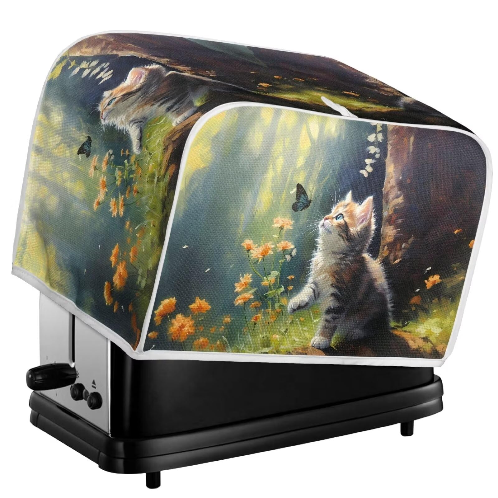 Cat Butterfly Toaster Cover - Anti-Dust & Fingerproof Kitchen Appliance Protector, Cute Microwave & Oven Decor Accessory for Stylish Kitchen Organization