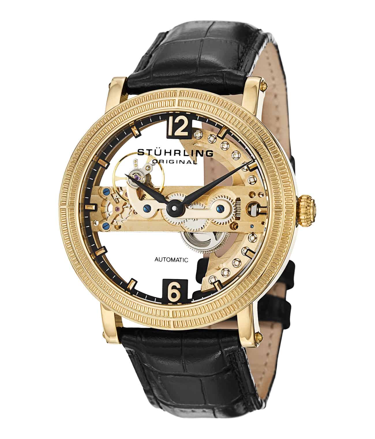 Black Dial / Rose Case / Black Leather Strap Deployant Buckle