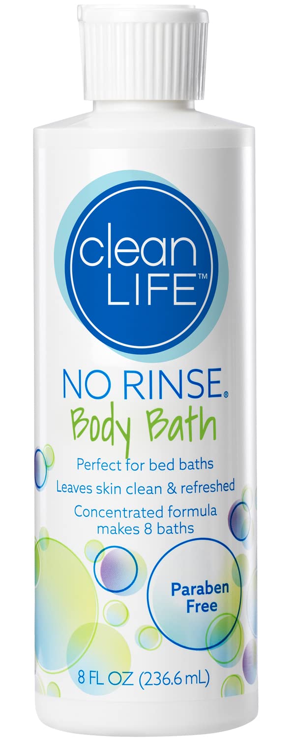 No-Rinse Body Bath Wash, 8 fl oz - Rinse-Free Formula for Clean, Refreshed & Odor-Free Skin - Lasts for 8 Complete Baths | Ideal for Bedridden Patients, Post-Surgery Care, Camping & Travel