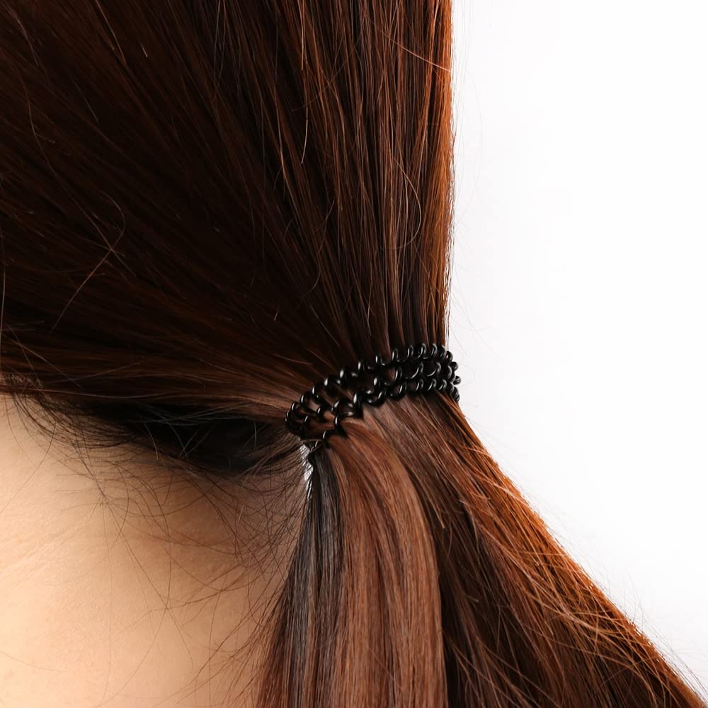 24 Pack Black Telephone Wire Hair Ties for Women & Girls - Stretchy Ponytail Holders, No Slip Elastic Hair Bands - Perfect for School, Workouts, Office and Everyday Hairstyles