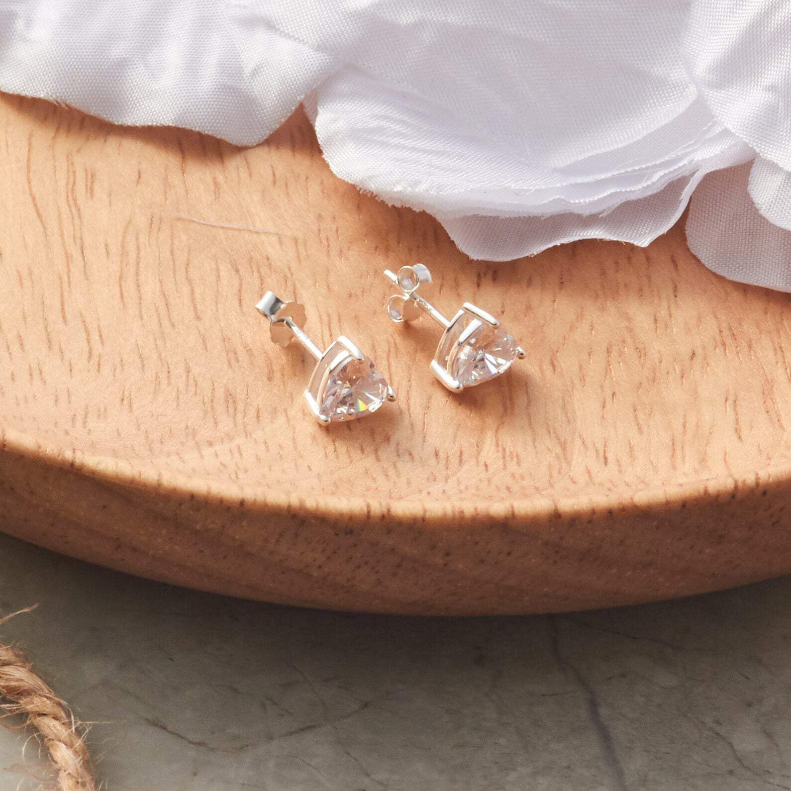 Sterling Silver Heart Stud Earrings with Zirconia - Perfect for Gifts & Date Nights