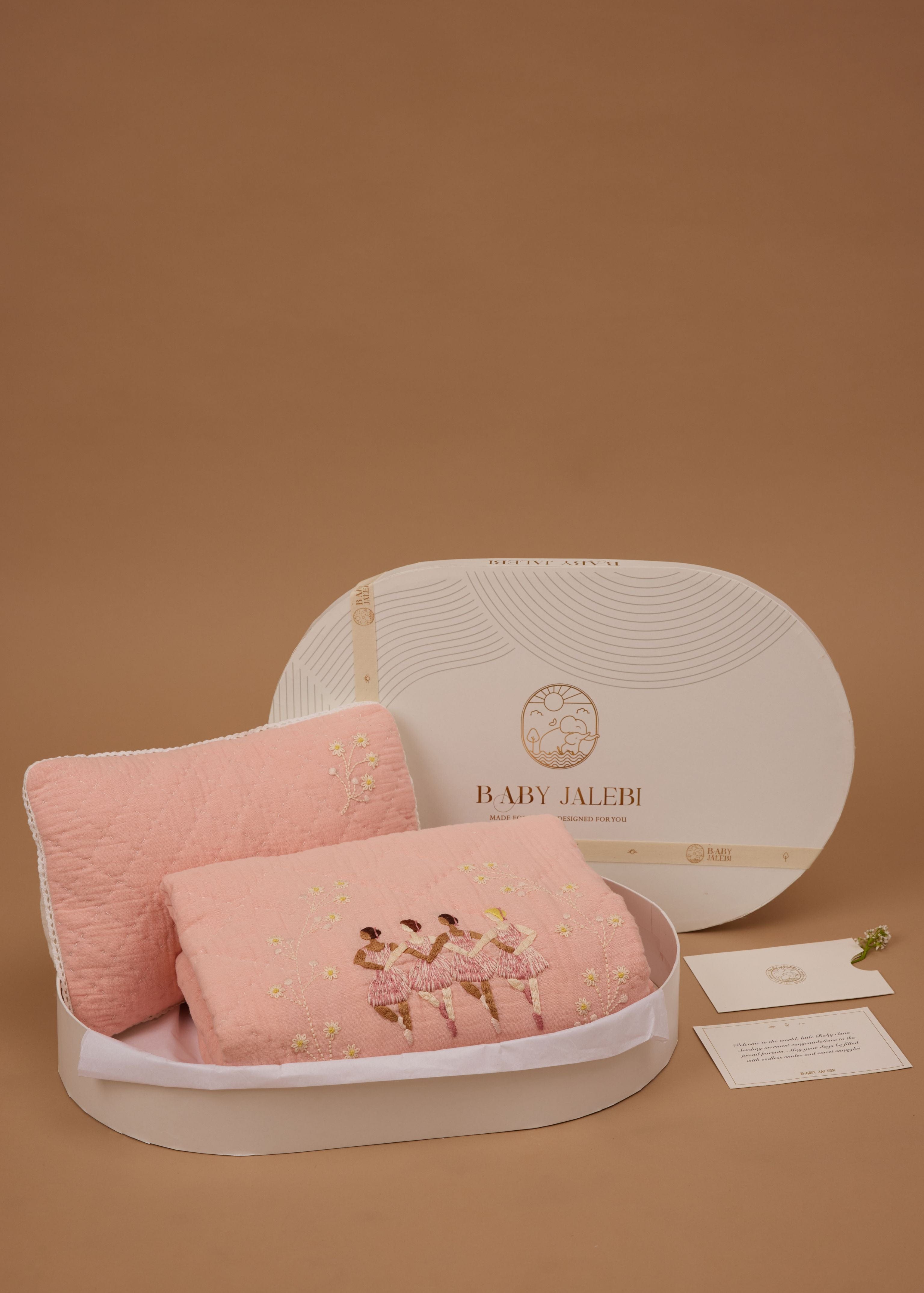 Arabesque Dreams Baby Blanket & Pillow Gift Set - Soft Nursery Bedding for Newborns - Perfect for Crib, Stroller, and Photo Shoots