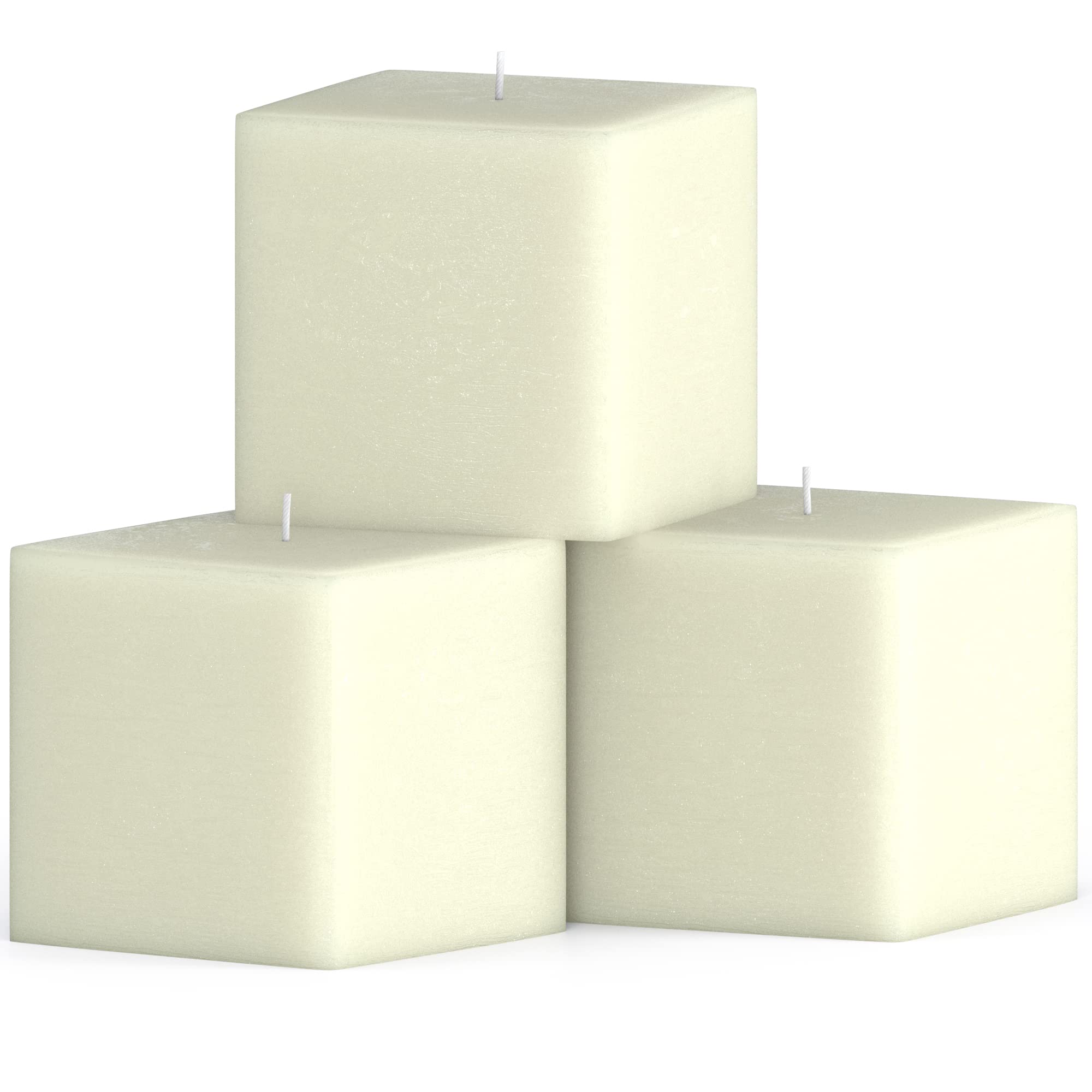 3 Inch Ivory Pillar Candles Set of 3 - Unscented Long-Lasting for Wedding & Home Decor
