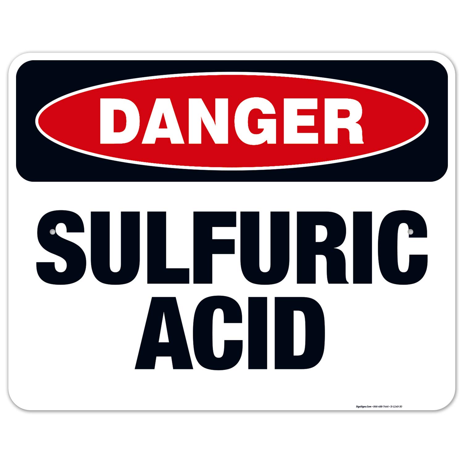 Danger Sulfuric Acid Sign - OSHA Compliant 24x30 Inches Rust-Free Aluminum Safety Sign | Fade Resistant for Indoor & Outdoor Use | Made in USA | Ideal for Chemical Storage Areas, Laboratories & Industrial Facilities