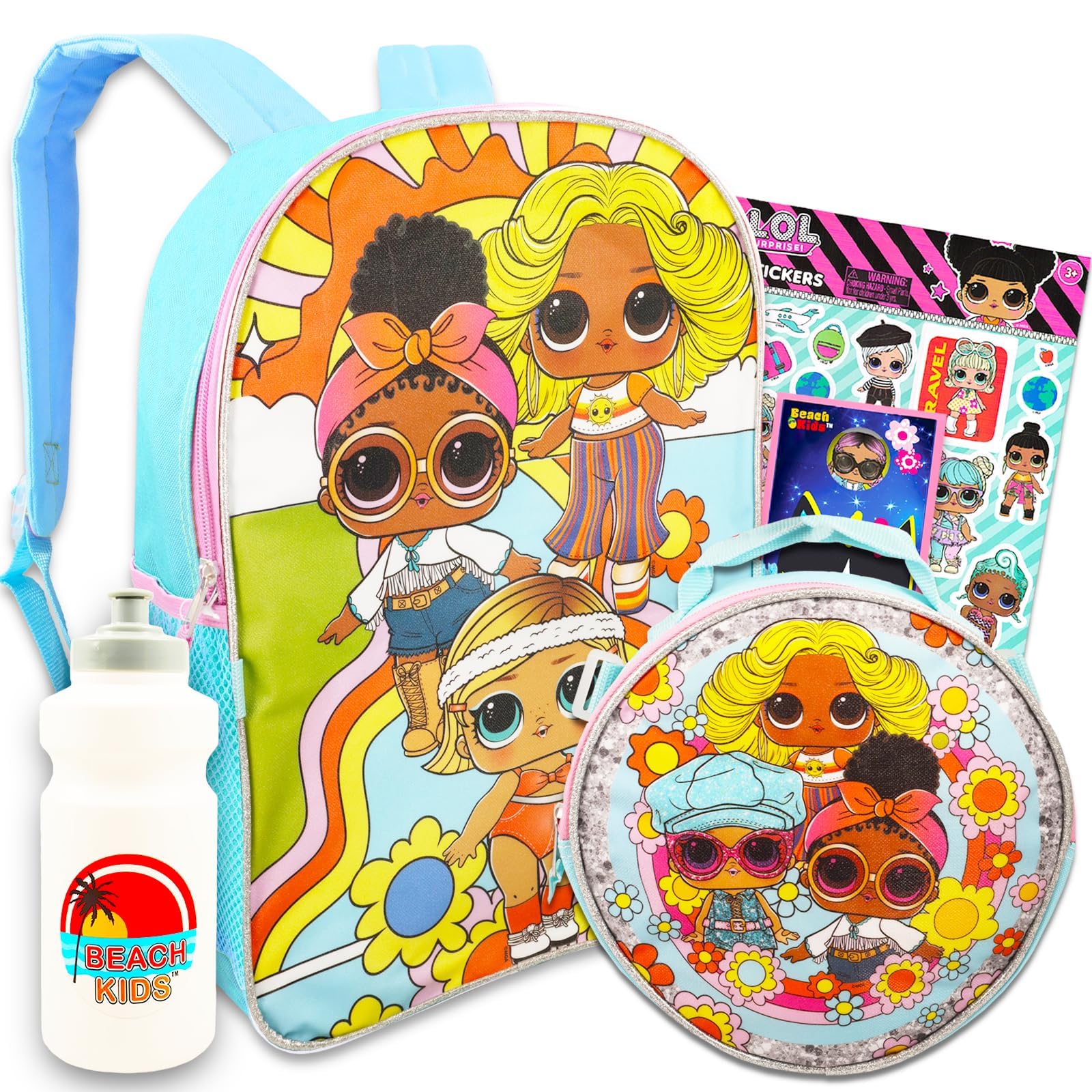 LOL Surprise! Backpack and Lunch Bag Set - 5 Piece School Bundle with 16