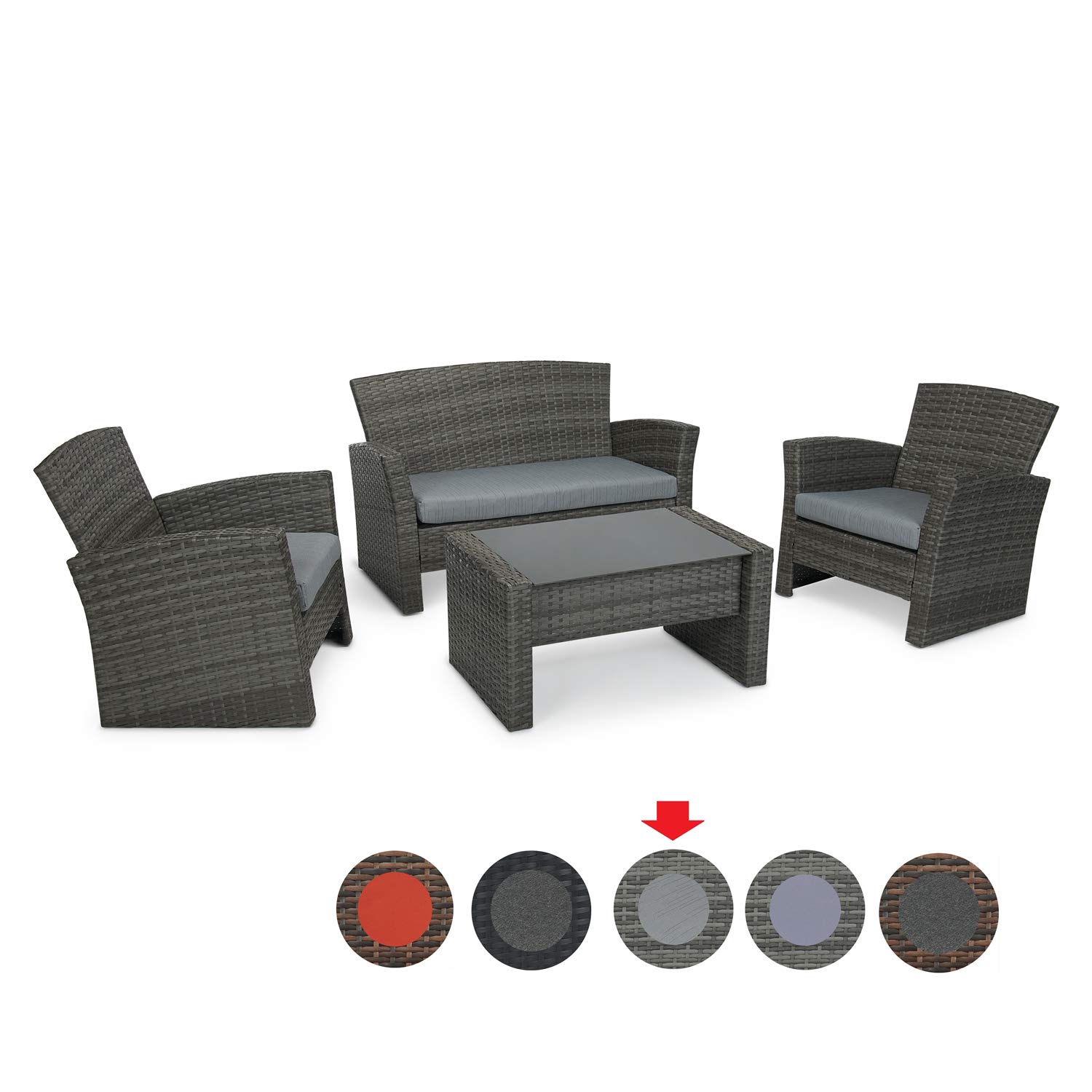 4-Piece All-Weather PE Rattan Patio Furniture Set - Outdoor Wicker Sofa Sectional with Cushions & Coffee Table for Porch, Garden, Poolside - Perfect for Backyard Relaxation & Outdoor Entertaining