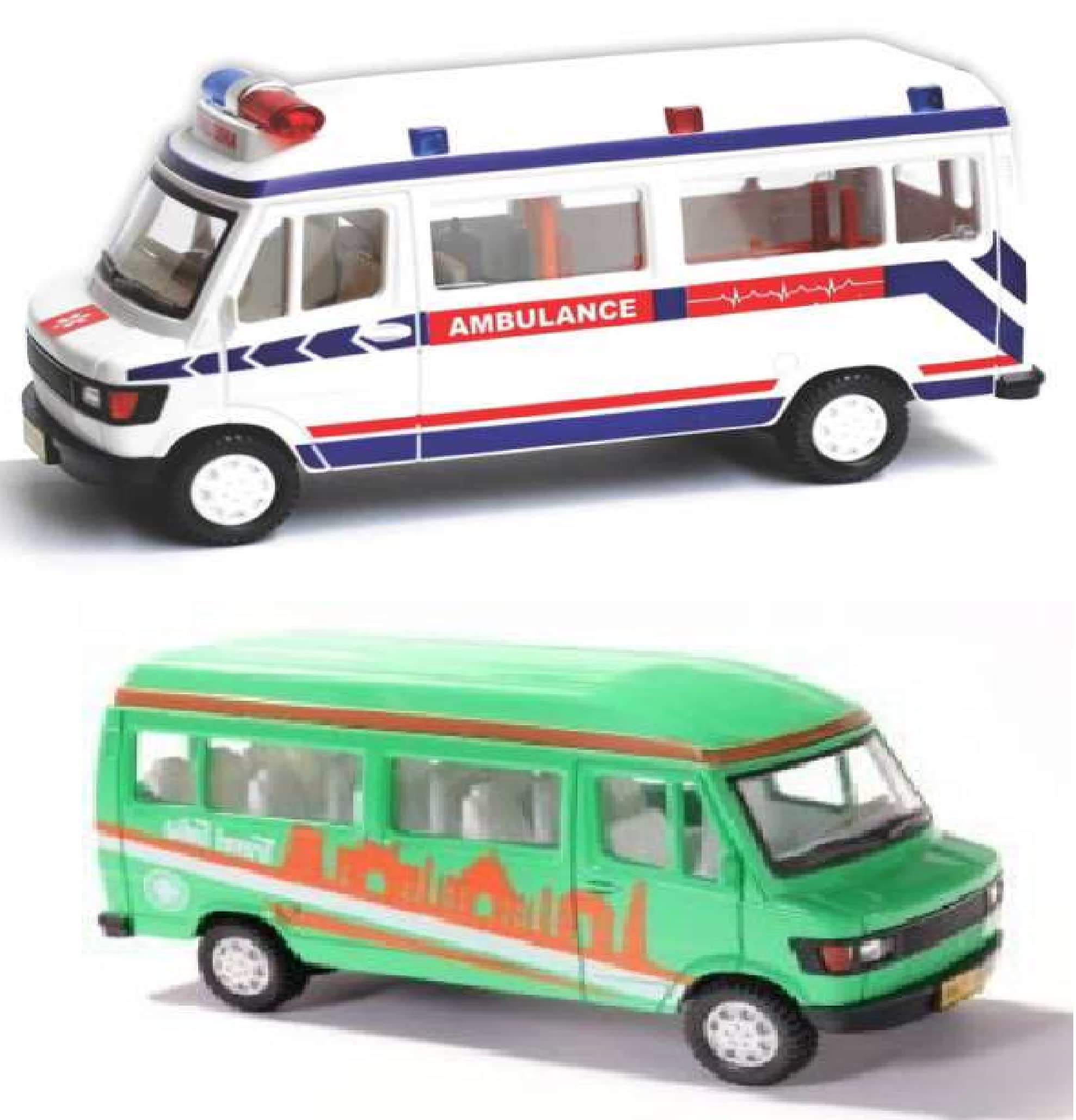 Plastic Ambulance Toy & Bus Travel Set for Kids - Multicolor Educational Play Vehicle for Pretend Play, Hospital & City Scenes