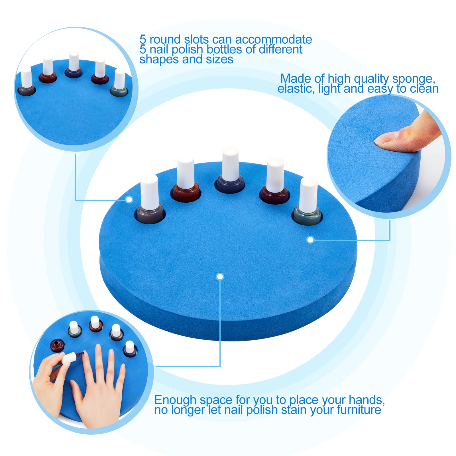 Weysat 2-in-1 Anti Spill Nail Polish Holder Stand - Nail Polish Organizer & Bottle Holder for Manicure & Pedicure - Blue Nail Art Accessories for Salon & Home Use