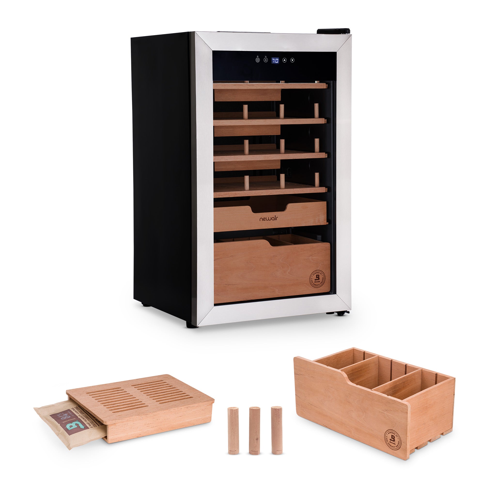 Newair® x Boveda 500-Count Electric Cigar Humidor with Digital Hygrometer - Perfect for Home, Office & Cigar Lounge Storage