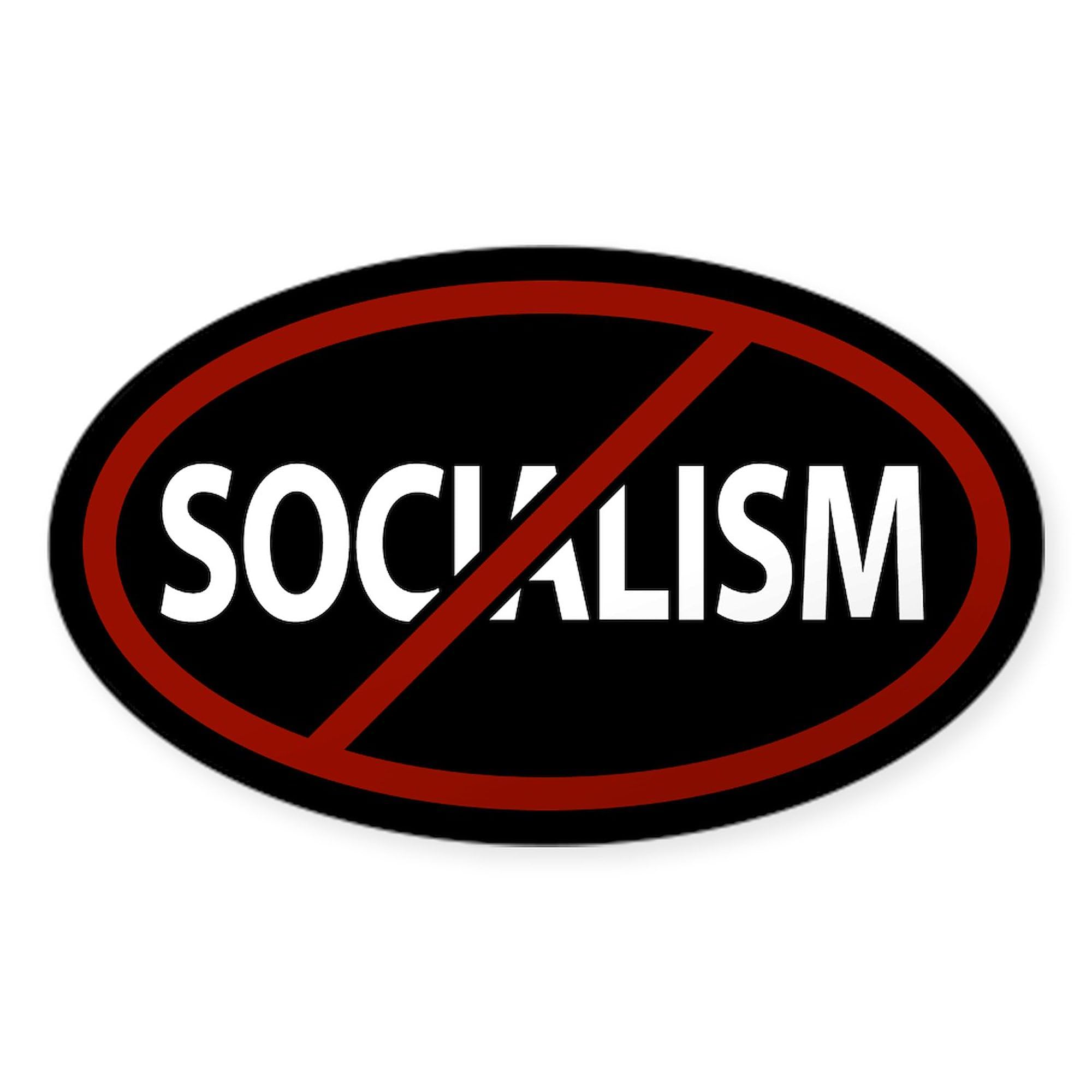No Socialism Oval Bumper Sticker - Car & Laptop Decal