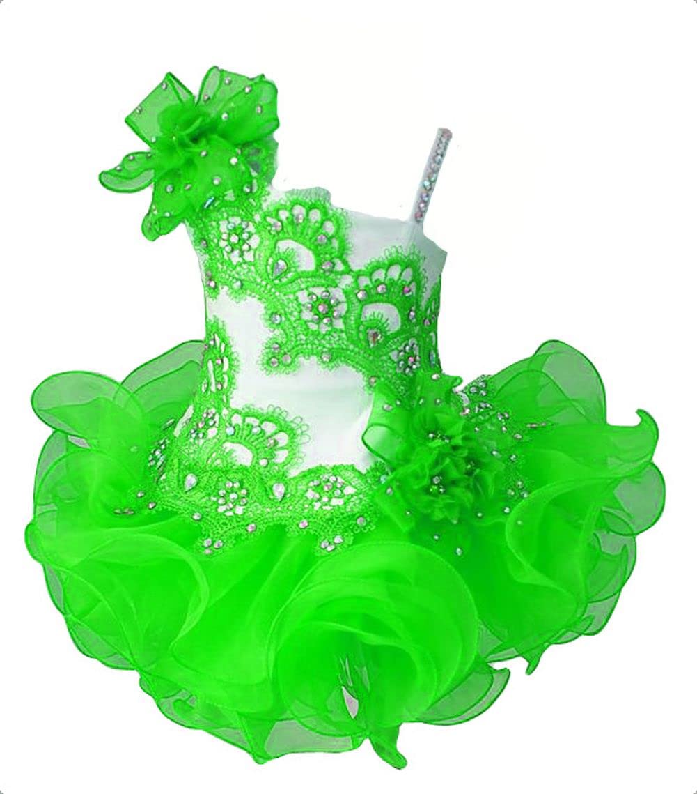 Yang Little Baby Girls' Applique Lace Beaded Pageant Dress - National Cupcake Design for Toddlers & Infants (Green, Size 6T) | Perfect for Birthday Parties, Photo Shoots & Special Occasions