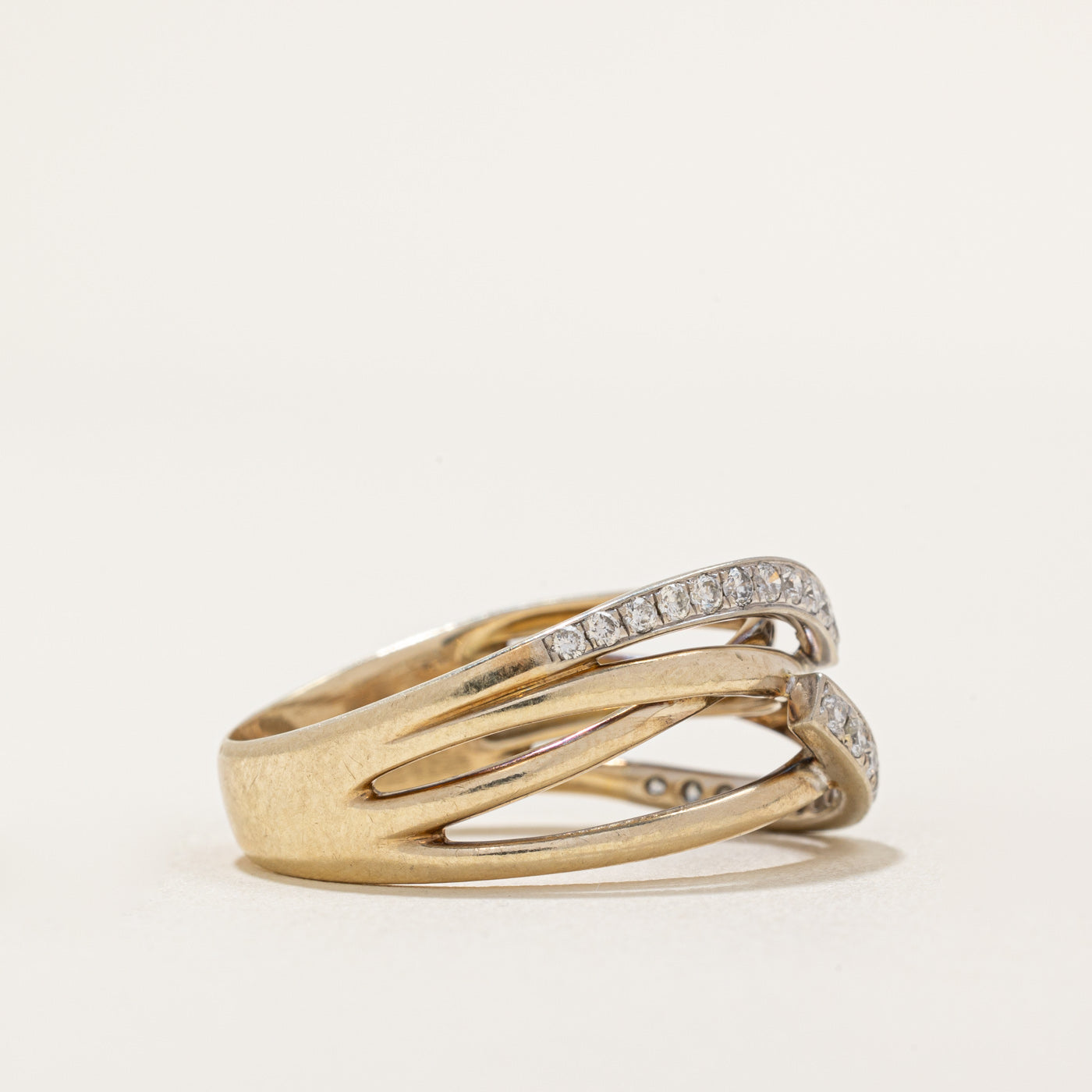 0.32ctw Diamond Double Cross Over Ring - Size 10.75 - Elegant Stackable Band for Women - Perfect for Anniversary, Valentine's Day & Everyday Wear