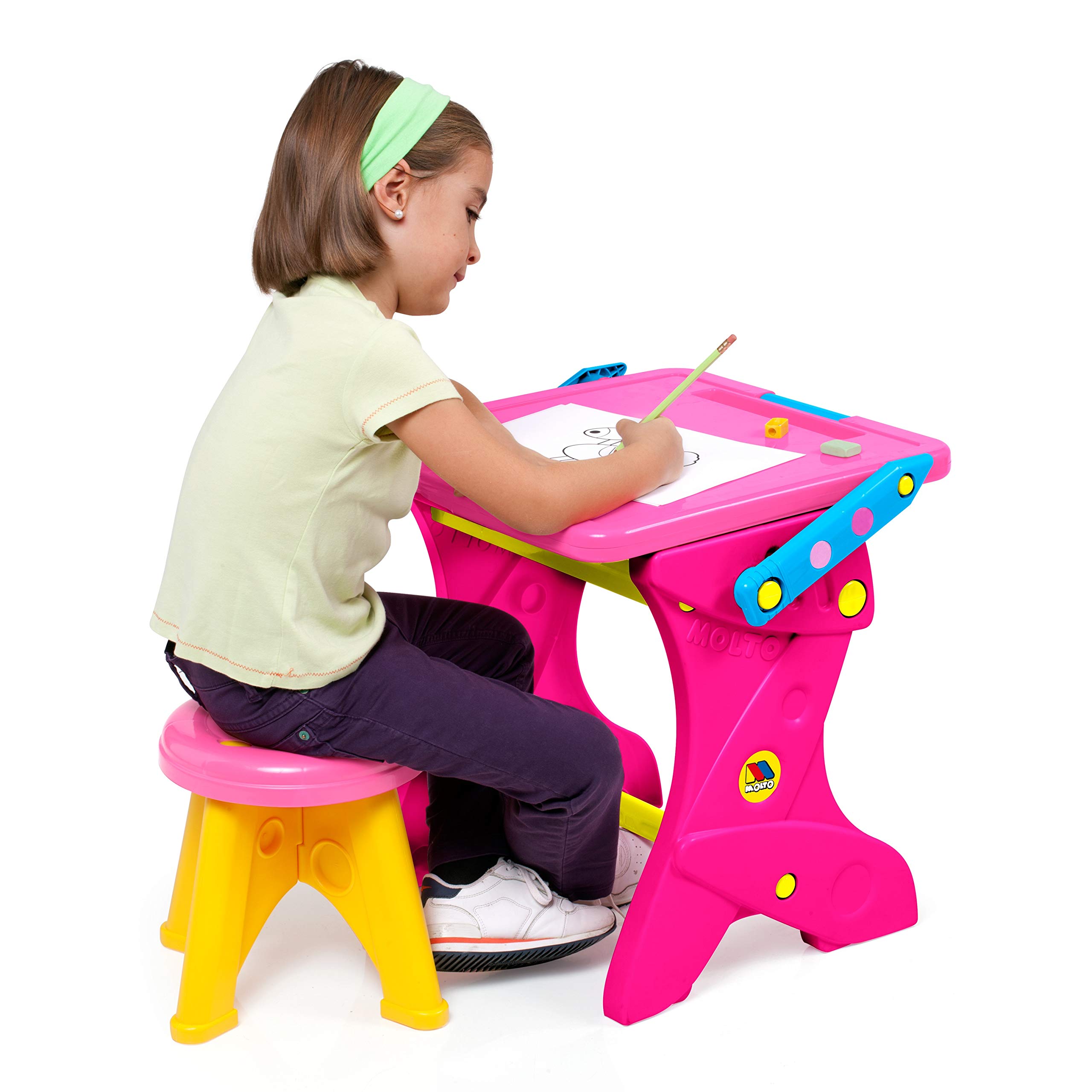Kids Desk with Rose Design - Study Table for Children's Room, Homework & Art Activities - Modern Study Desk for Girls & Boys - Perfect for Bedroom, Playroom & Homeschooling