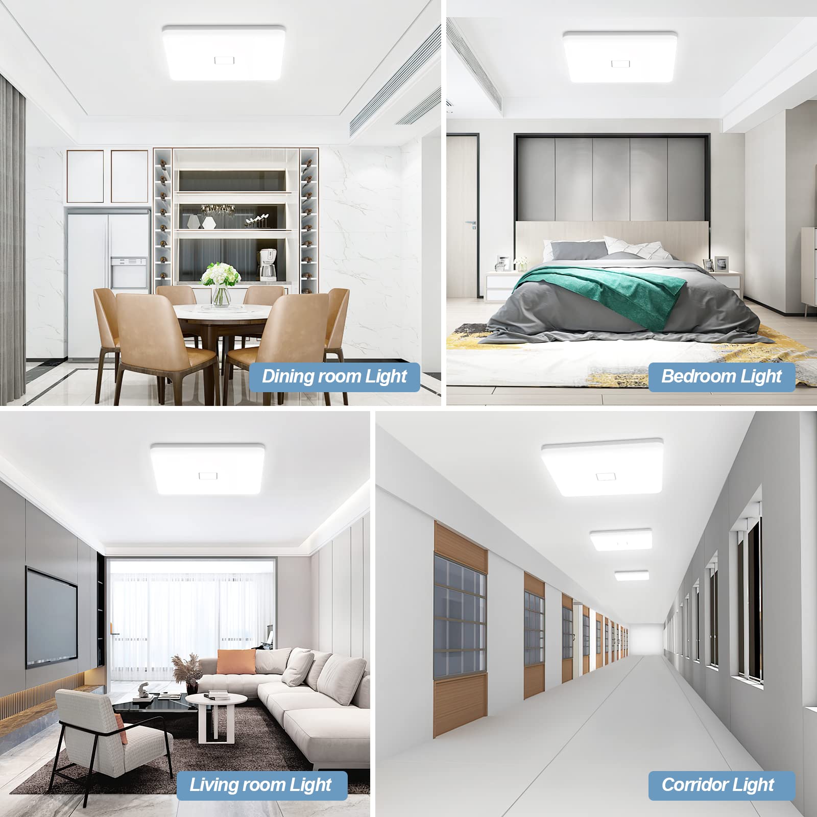 2-Pack LED Flush Mount Ceiling Light Fixture - 24W 2050LM Square Light 5000K Daylight White - IP44 Waterproof for Bedroom, Kitchen, Hallway, Balcony & Living Room - Modern Energy Saving Lighting Solution for Home & Office Spaces