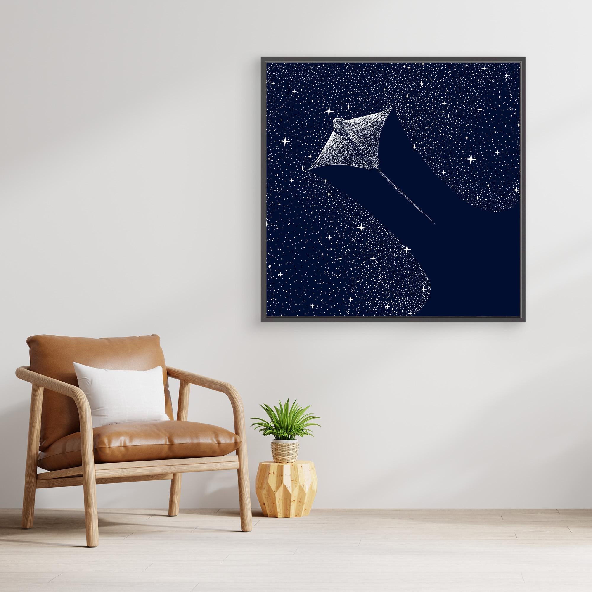 Starry Ornate Eagle Ray Canvas Print Wall Art - Premium Wildlife Home Decor for Living Room, Bedroom & Office | Nature Inspired Painting by Alirıza Çakir