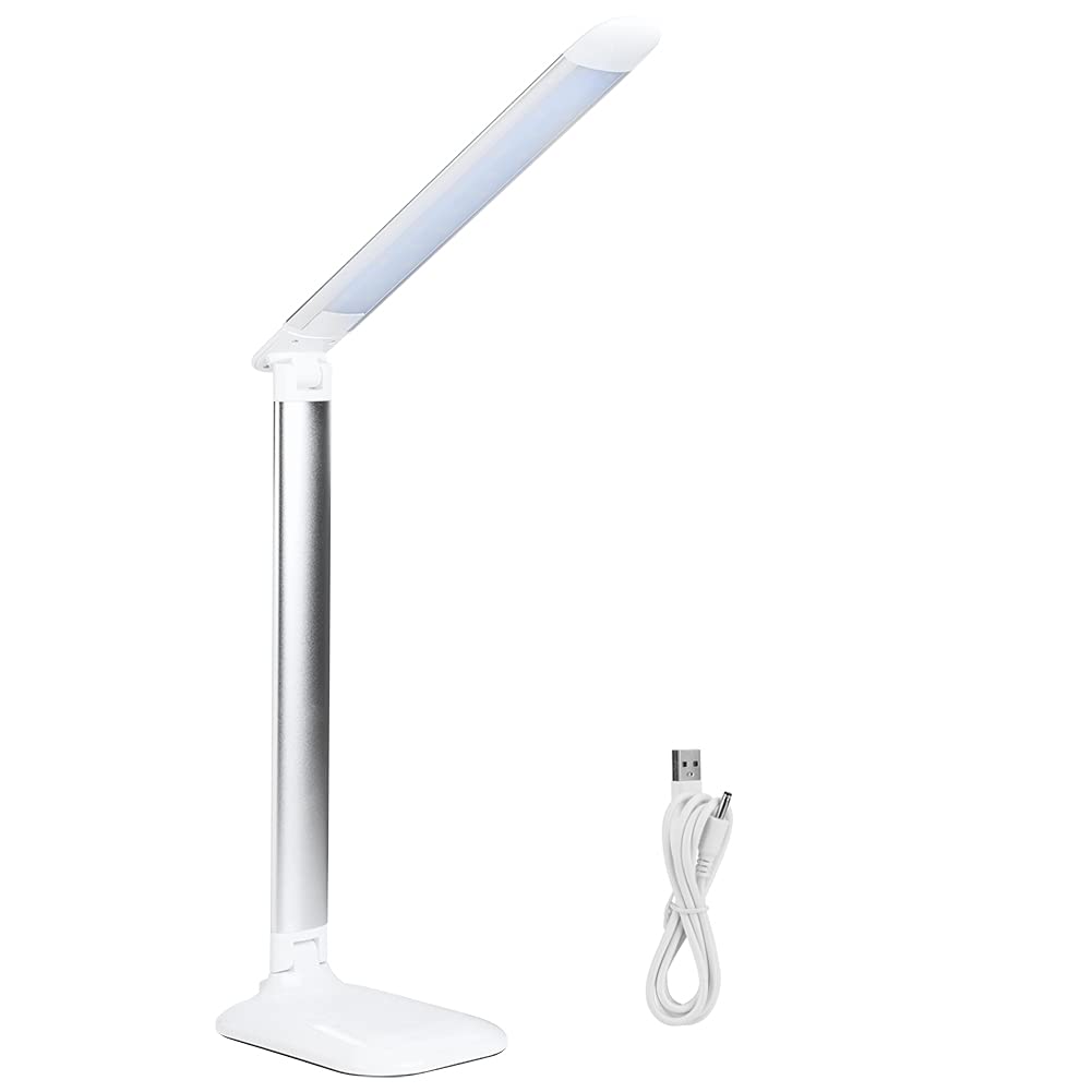Ymiko Eye-Caring Desk Lamp with USB Charging Port - Dimmable Touch Control Table Lamp, 3 Brightness Levels for Office, Reading & Bedroom Use - Perfect Study & Nightstand Lighting