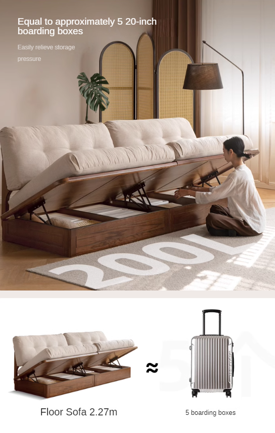 Modern Oak Solid Wood Upholstered Fabric Sofa - Durable & Stylish Living Room Furniture for Home Decor