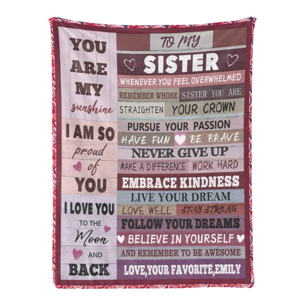 Personalized Sister Blanket - Best Birthday Gift for Sister from Brother, Unique Fleece Throw Blanket for Women & Girls - Perfect for Thanksgiving, Christmas & Cozy Nights at Home