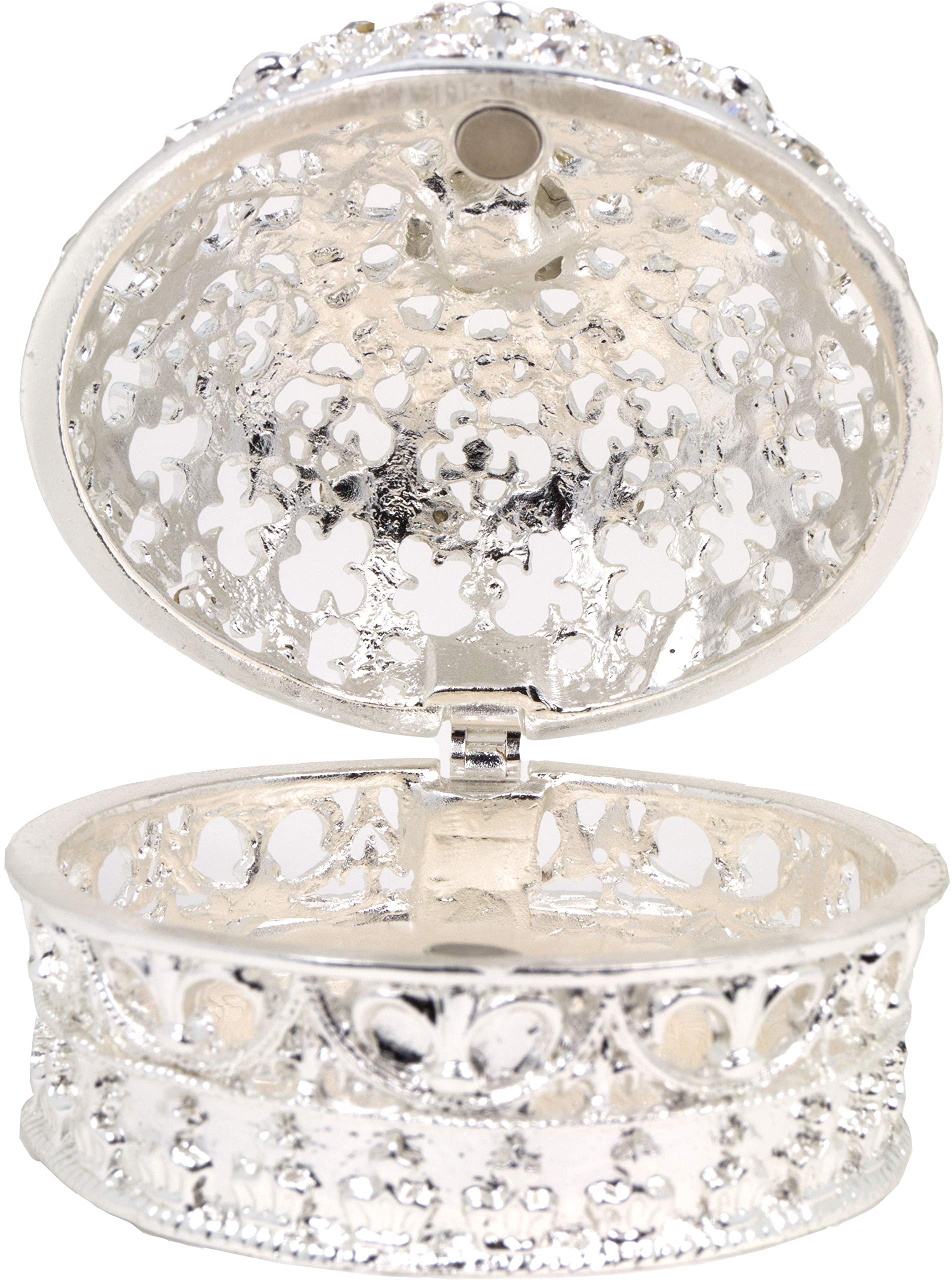 Elegant Silver Rhinestone Pearl Royal Crown Jewelry Box - Luxury Trinket Organizer for Rings, Necklaces & Earrings | Perfect for Jewelry Display, Gift Giving & Home Decor