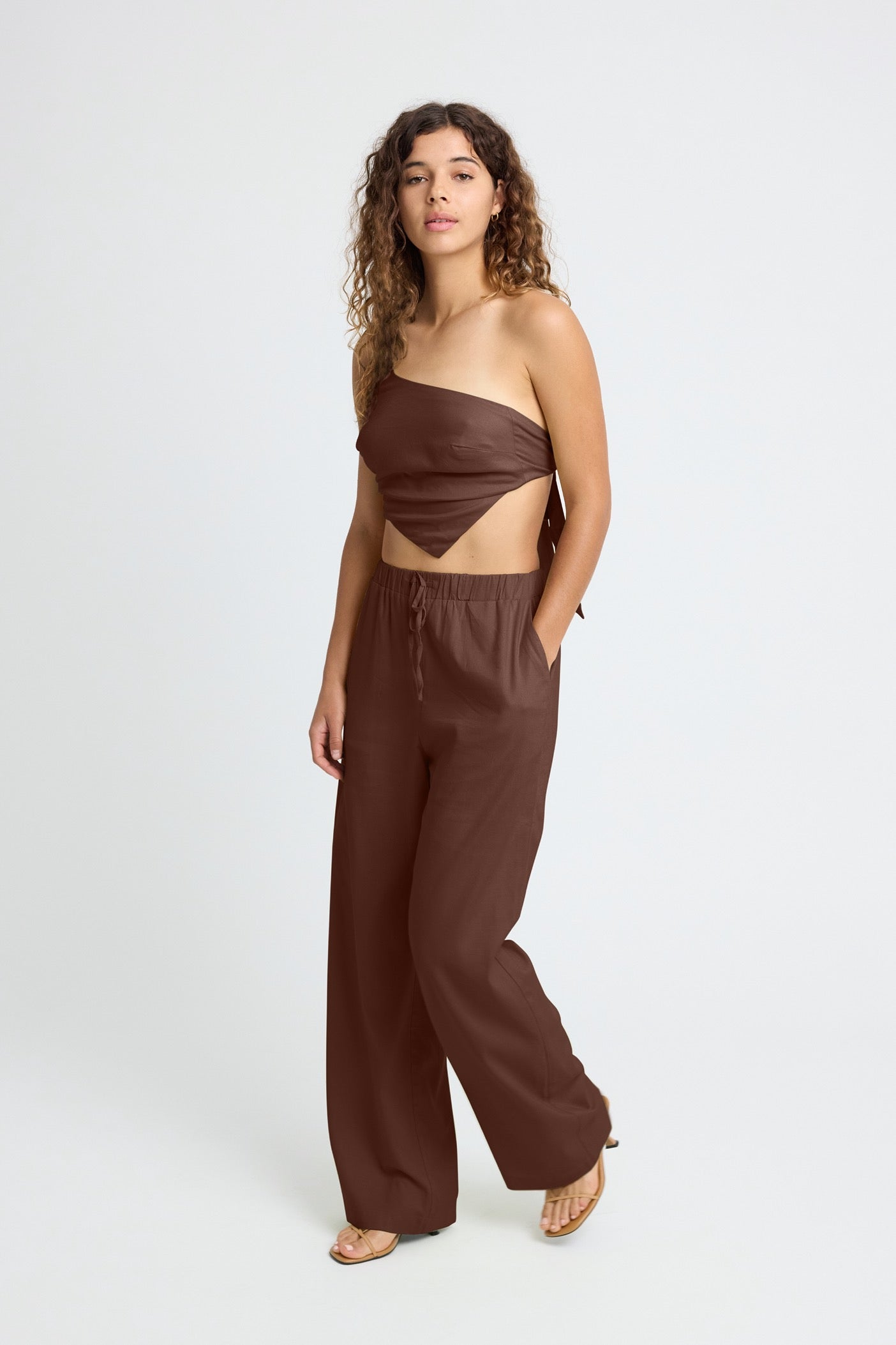 Briar Linen Wide Leg Pants for Women - Comfortable High Waisted Trousers in Chocolate Brown | Perfect for Summer, Office Wear & Casual Outfits