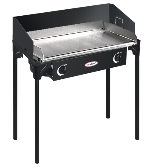Double Burner Stove with Reinforced Griddle - Heavy Duty Outdoor Cooking Combo for Camping, BBQ & Tailgating
