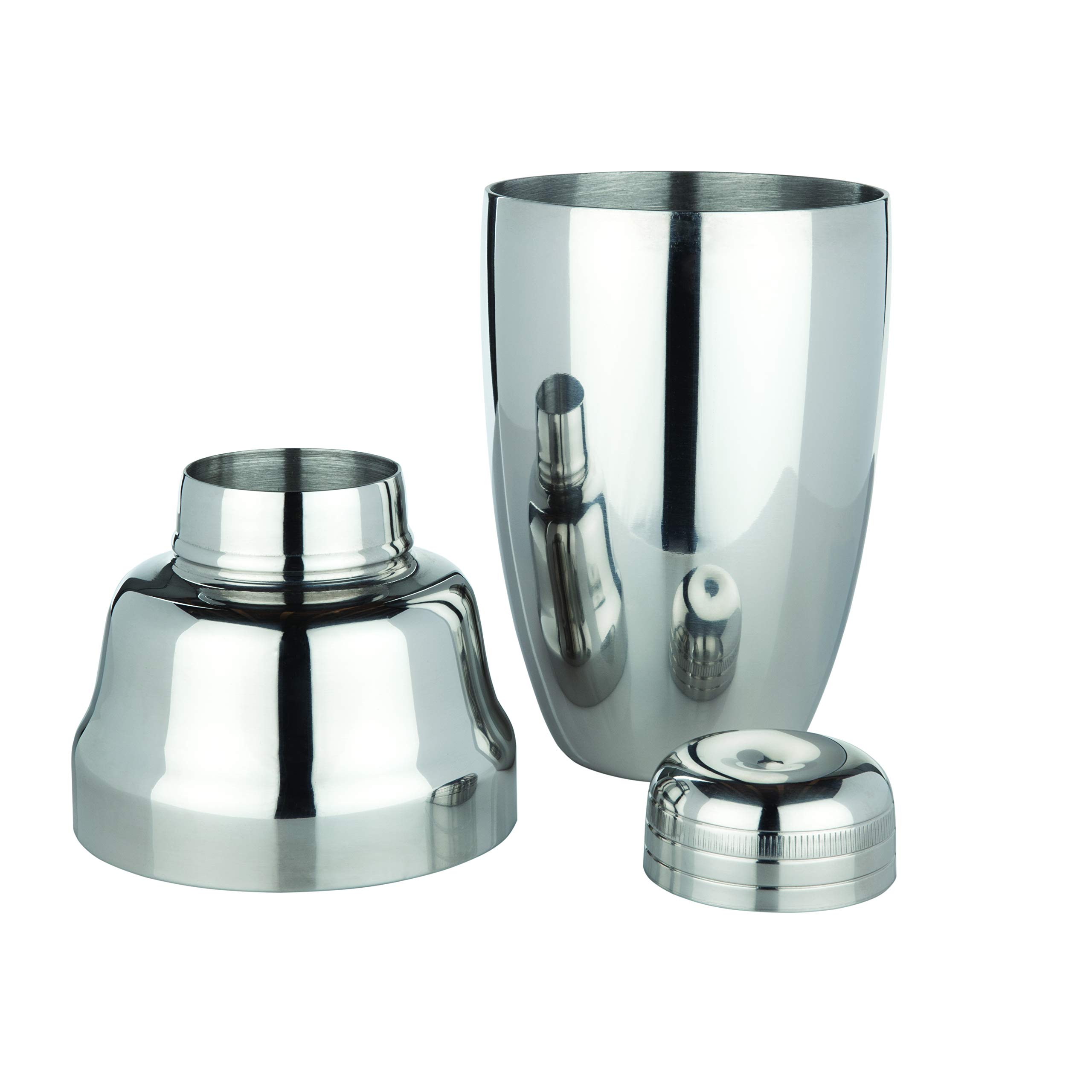 Viski Silver Heavyweight Cocktail Shaker Set - 16.5 oz Stainless Steel Drink Mixer with Bar Strainer - Professional Martini & Margarita Mixing Kit - Polished Silver Finish - Perfect for Home Bars, Cocktail Parties & Bartending