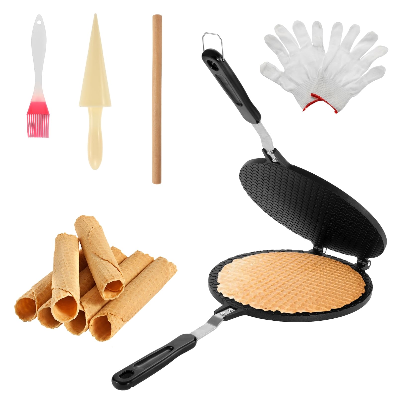 Dyna-Living Non-Stick Waffle Cone Maker - 8.66 Inch Aluminum Ice Cream Cone & Waffle Bowl Machine - Perfect for Homemade Crispy Cones, Egg Rolls & Dessert Bowls (Great for Parties, Ice Cream Shops & Home Baking)