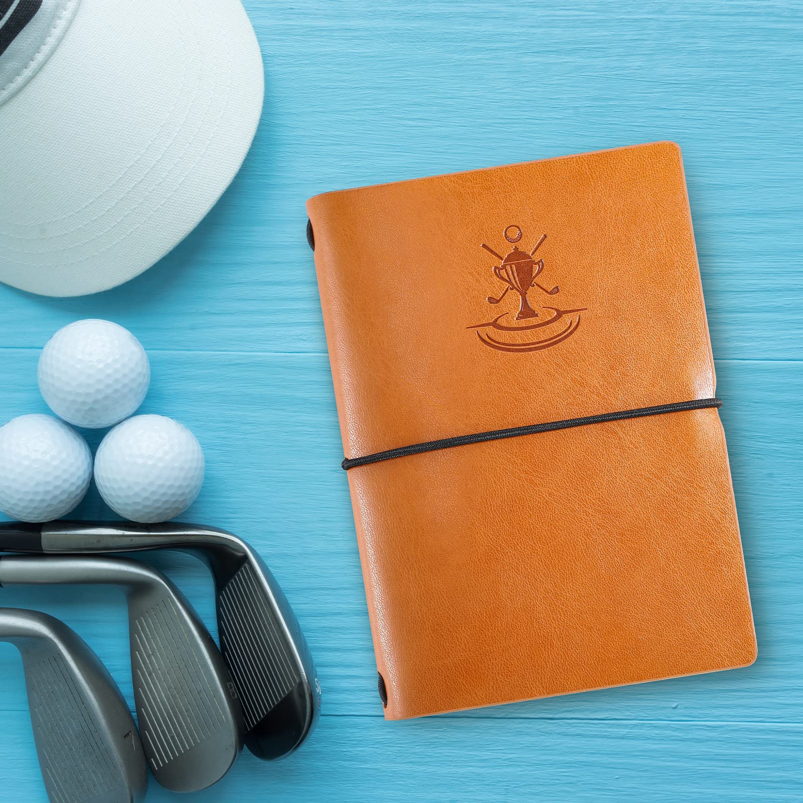 Premium Leather Golf Scorecard Book & Yardage Notebook - Golf Journal Notepad for Men & Women - Perfect Christmas Golf Gifts for Golfers - Ideal for Tracking Scores, Yardages & Golf Course Notes During Practice & Tournaments