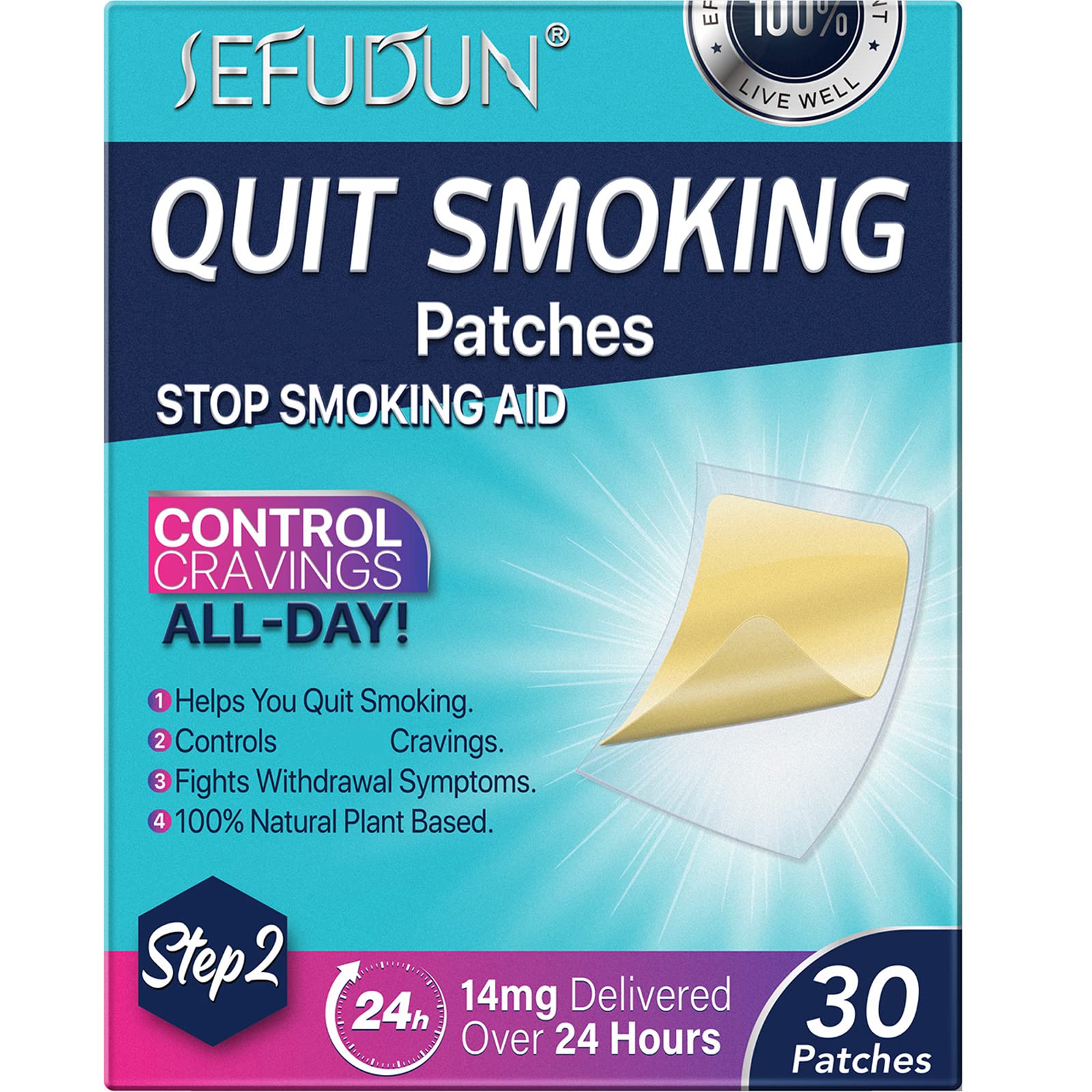 Step 2 Nicotine Patches 14mg - 30 Count | 24-Hour Smoking Cessation Aid for Effective Quit Smoking Program | Perfect for Office Workers, Travelers & Stressful Situations